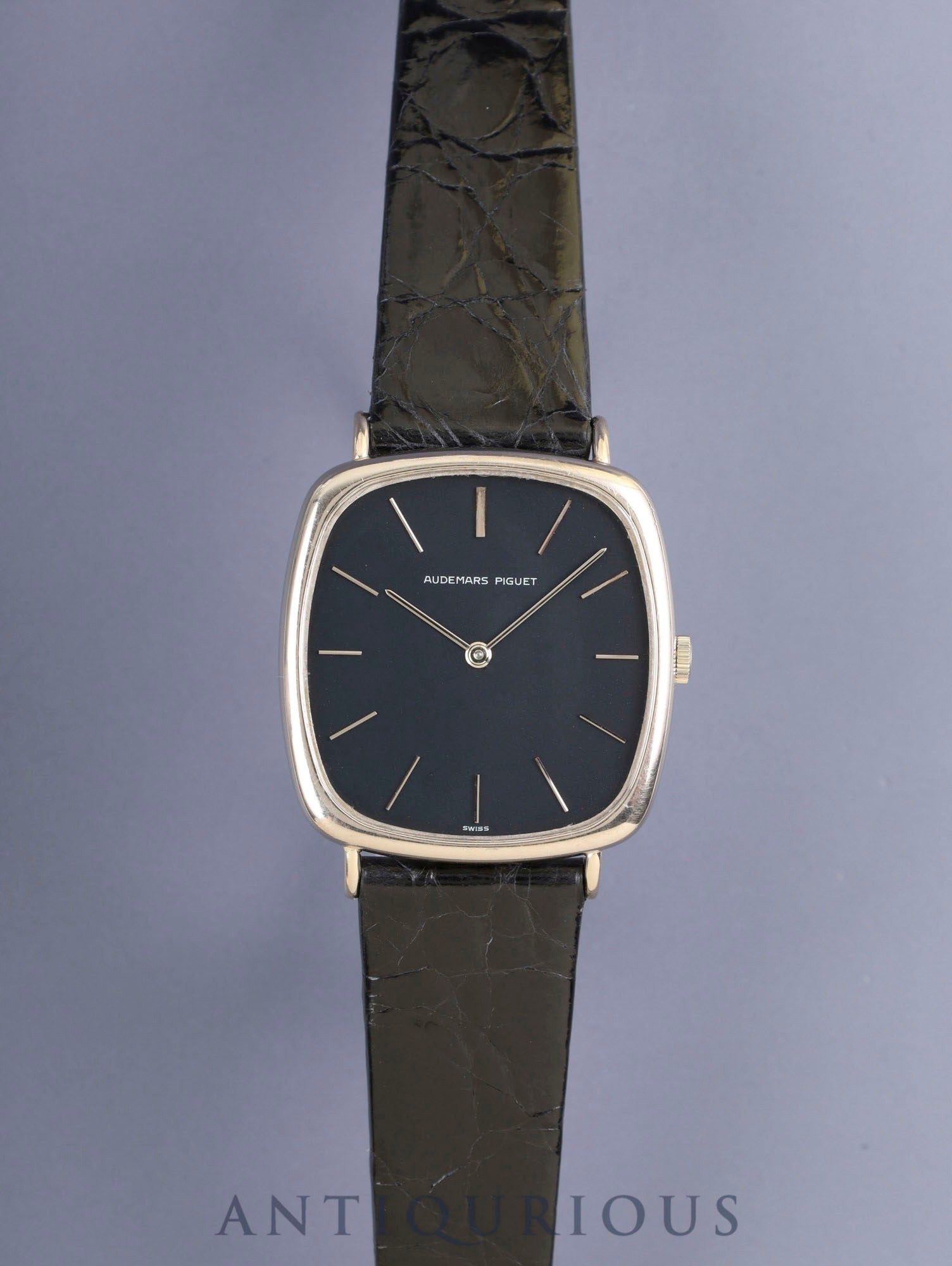 オーデマ・ピゲ スクエアケース 5410 手巻 Cal.2001/1A 750WG 革 純正ピンバックル（750WG）ネイビー文字盤 ケース 保証書（1976年）オーバーホール済み