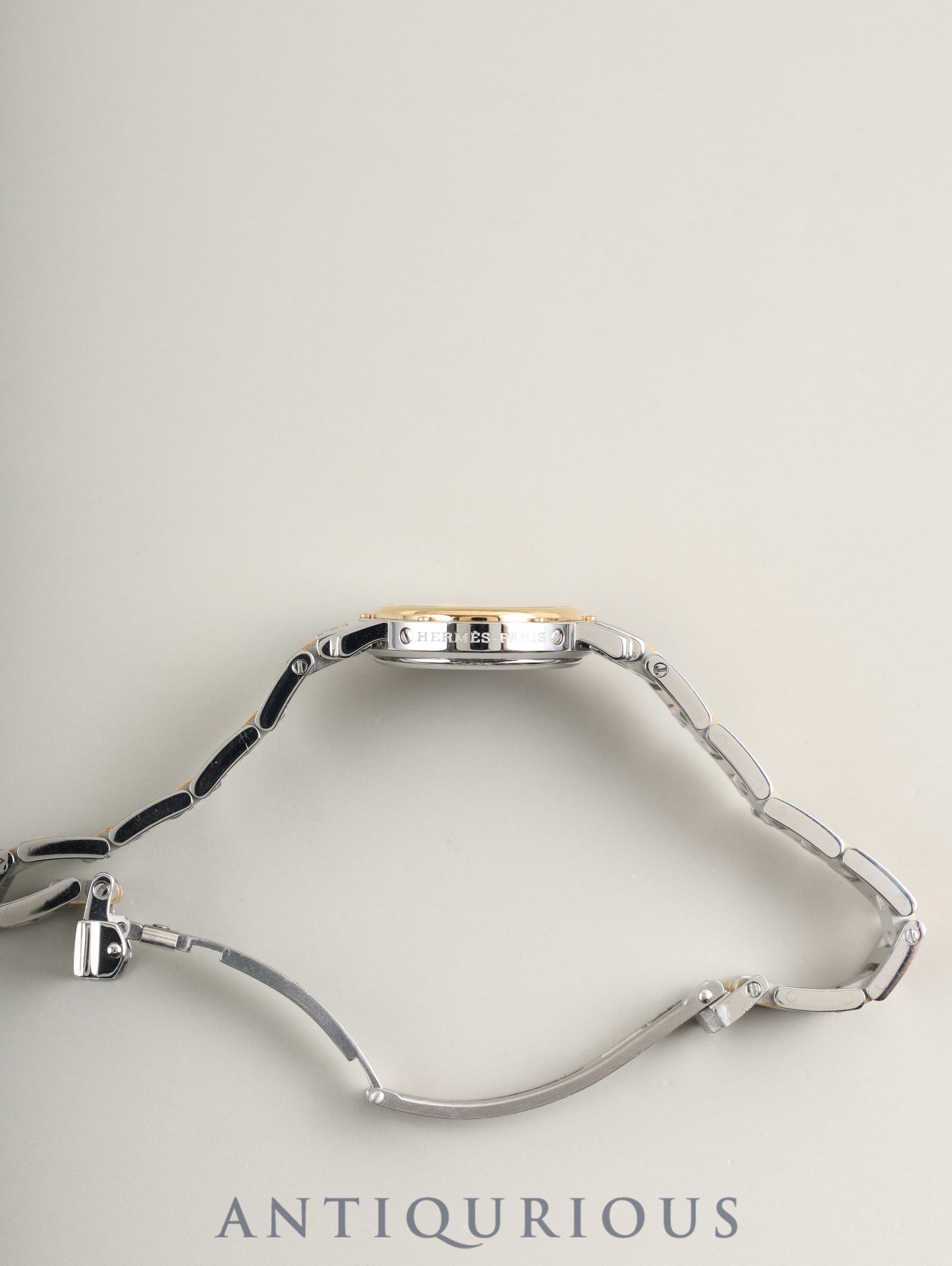 エルメス クリッパー CL4.220 クォーツ Cal.- SS/GP SS/GP  アイボリー文字盤 箱 保証書（1998年）オーバーホール済み