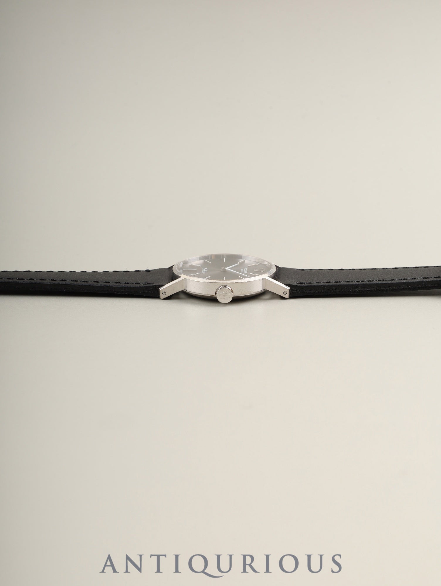 ロレックス チェリーニ 3810 手巻き Cal.1600 750WG 革 純正尾錠（GP） グレー文字盤 36番台（1972年） 冊子 保証書（1976年） オーダーホール済み