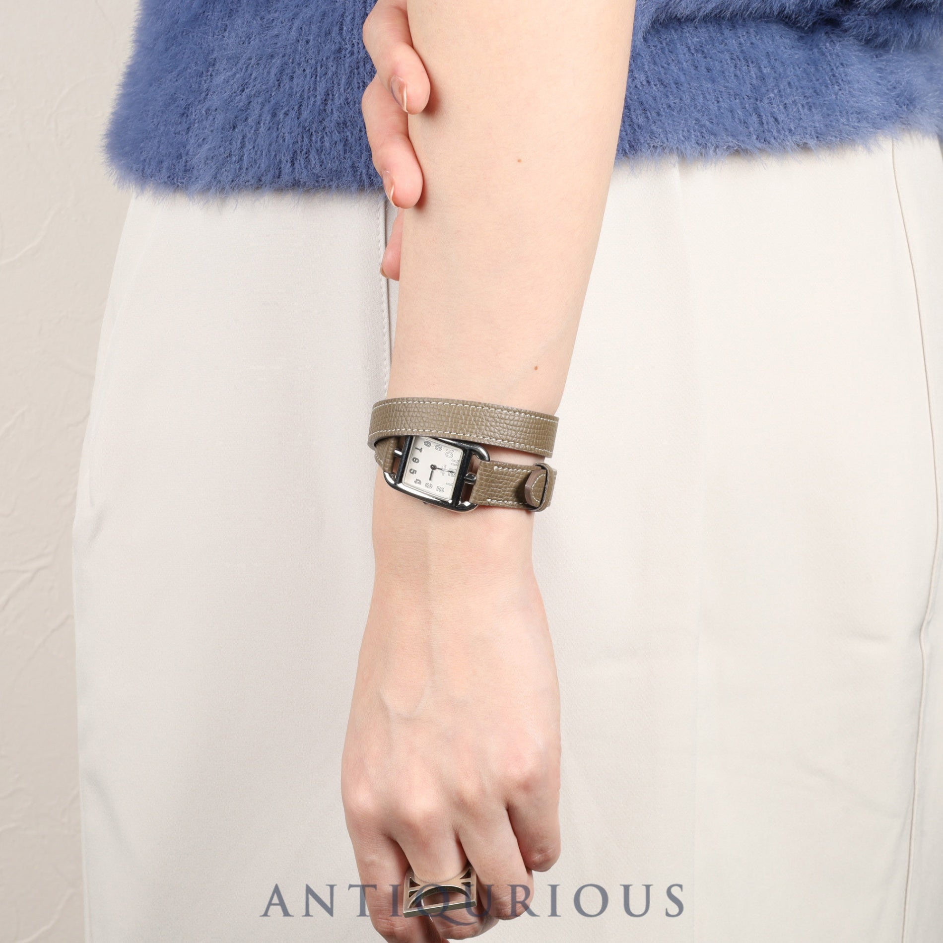 エルメス ケープコッド CC1.210 クォーツ Cal.976.001 SS 革 純正尾錠（SS） ホワイトアラビア文字盤 純正革ベルト（使用感あり、刻印判別不可）オーバーホール済み