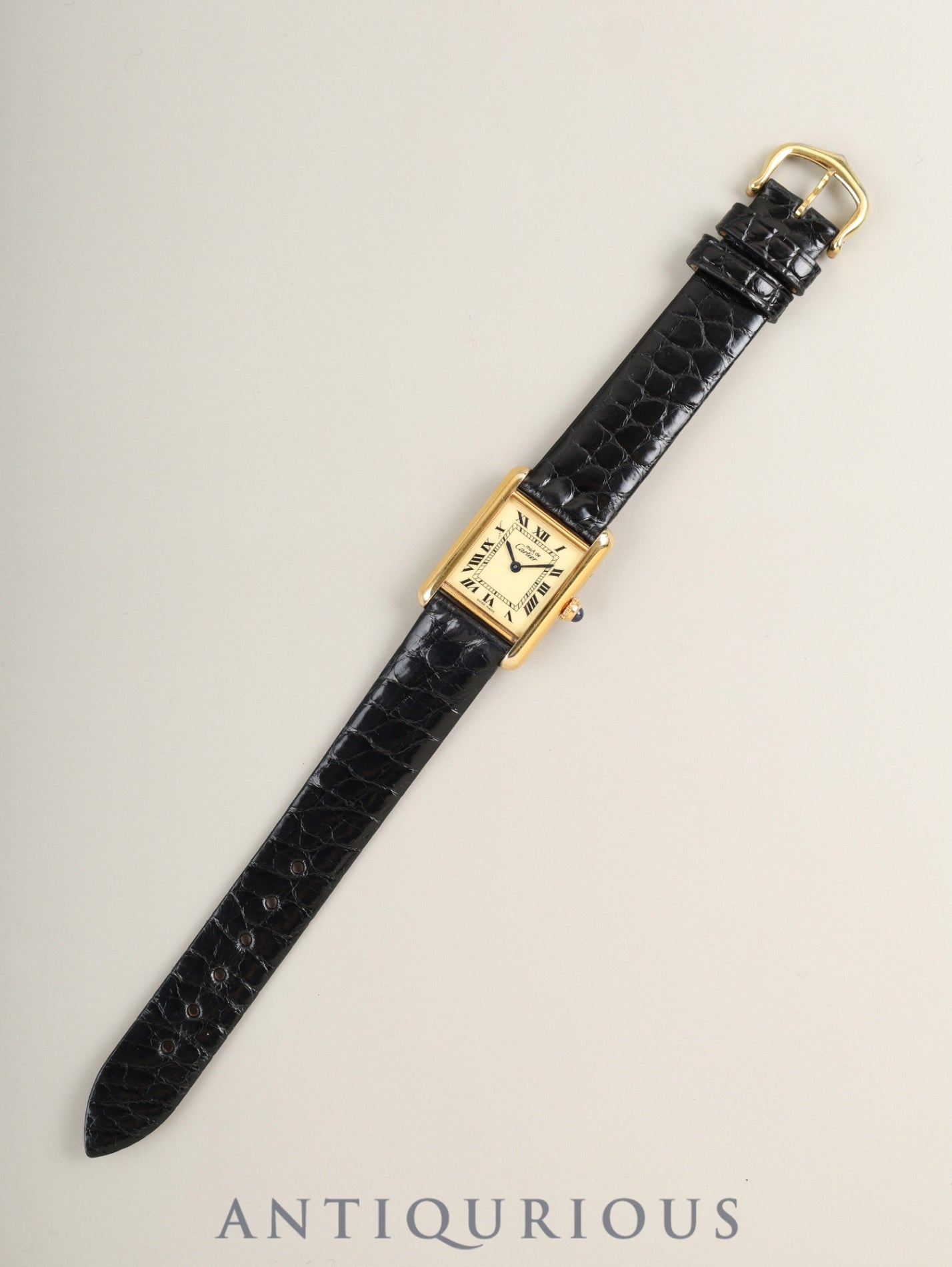 カルティエ マストタンク SM W1003153 / 5057001 クォーツ  SV925 革  純正ピンバックル（GP）アイボリーローマン文字盤（SWISS MADE表記）保証書（1990年） カルティエブティックにてコンプリートサービス（フルメンテナンス）済み