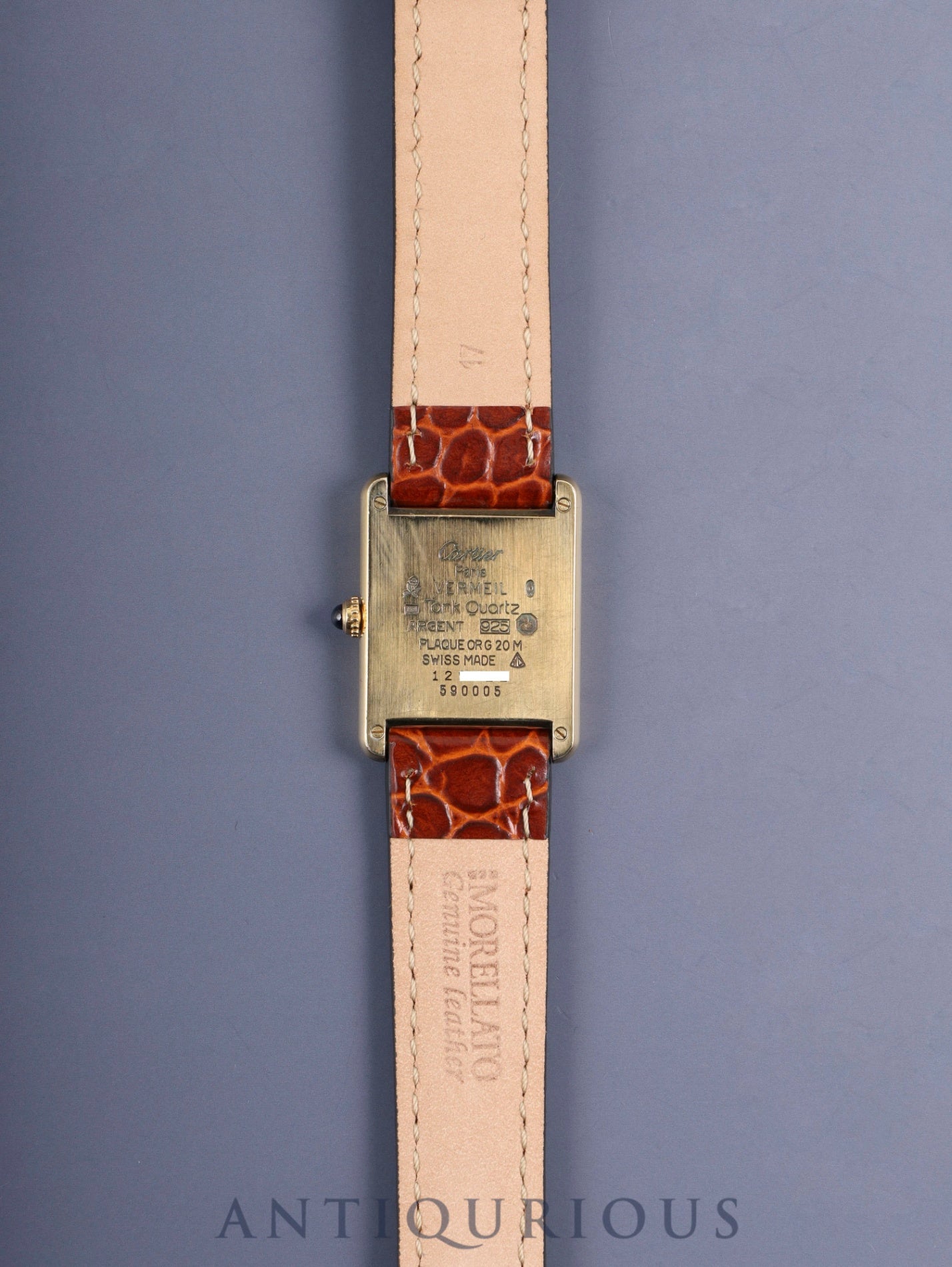 カルティエ マストタンク LM 590005 クォーツ Cal.90 SV925 革 純正尾錠（GP）アイボリーローマン文字盤 オーバーホール済み