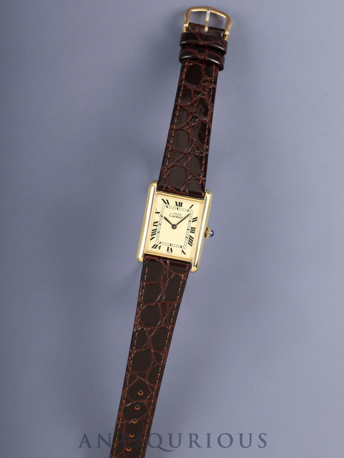 Cartier Must Tank LM Hand-wound Cal.78-1 SV925 Leather Original Pin Buckle (GP) Ivory Roman Dial (SWISS marking) Overhauled