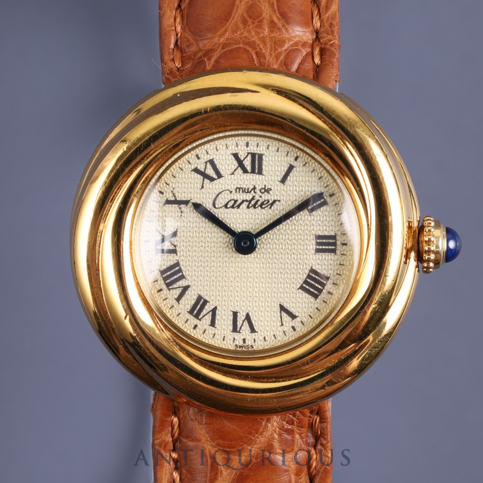 Cartier Must Trinity W1016430 / 2735 Quartz Cal.157 SV925 Leather Genuine D-buckle (GP) Gold dial 1995-2004 Overhauled