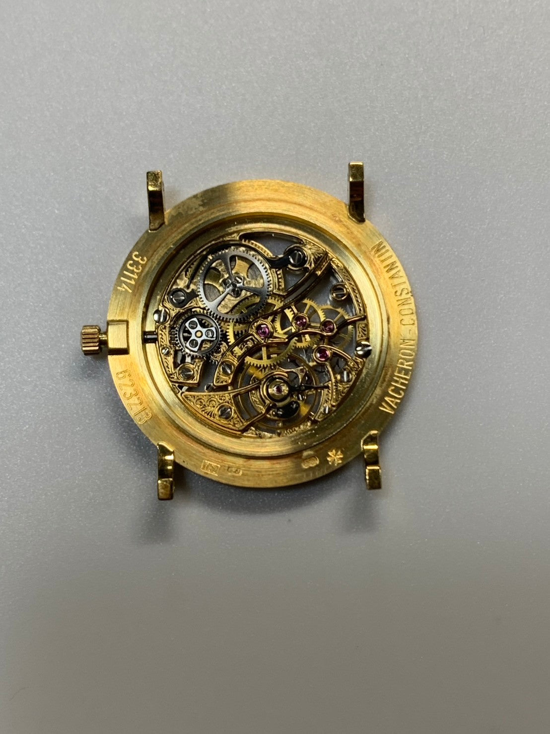 ヴァシュロン・コンスタンタン スケルトン 33114 / 000J-0 手巻き Cal.1003/2 750YG 革 純正ピンバックル（750YG） スケルトン文字盤 箱 冊子 保証書（日付無記載）レザーケース タグ オーバーホール済み