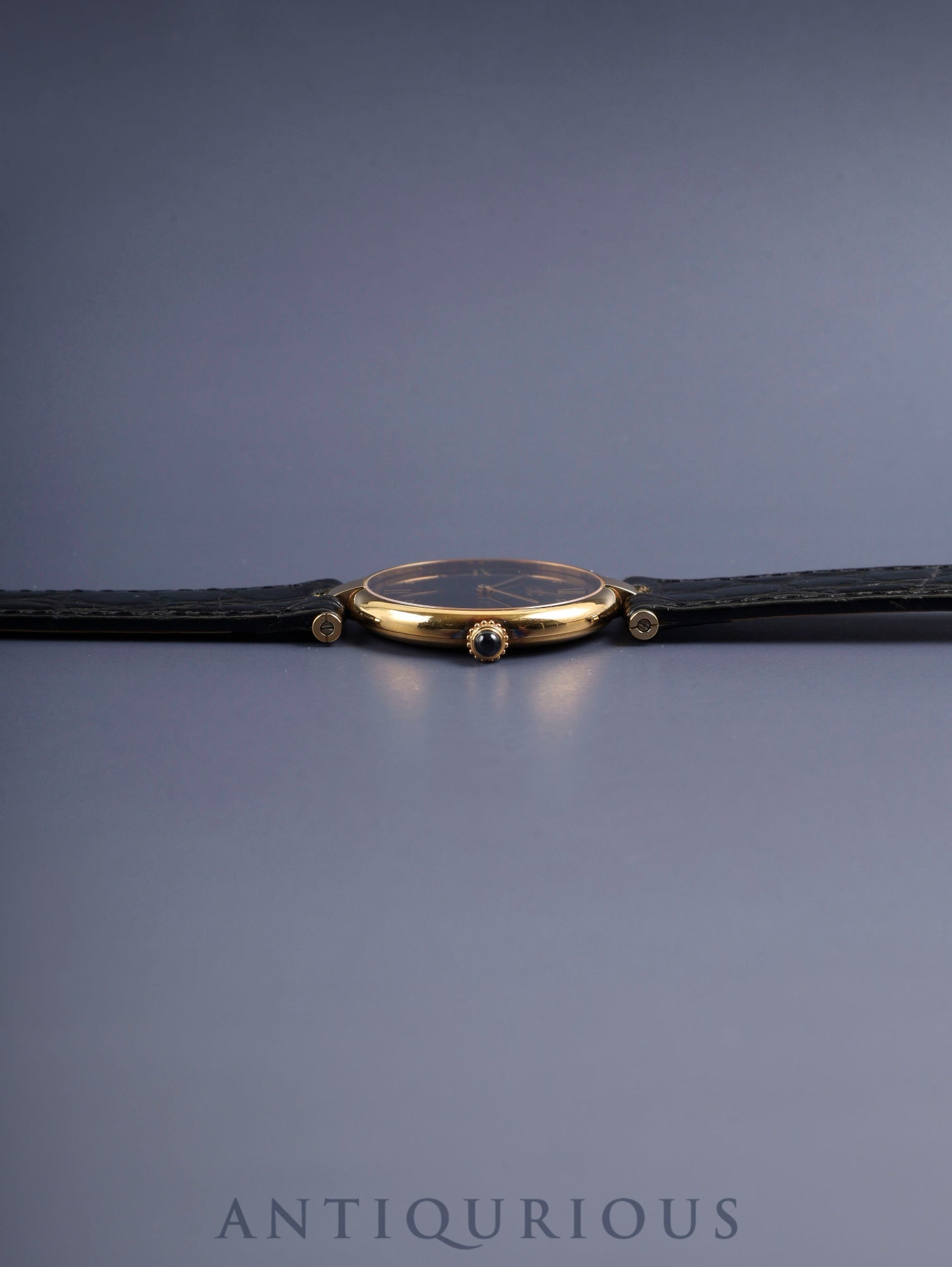 カルティエ マスト ヴァンドーム VLC LM 590003 クォーツ Cal.90 SV925 革 純正尾錠（GP） ブラック飛びローマン文字盤 オーバーホール済み