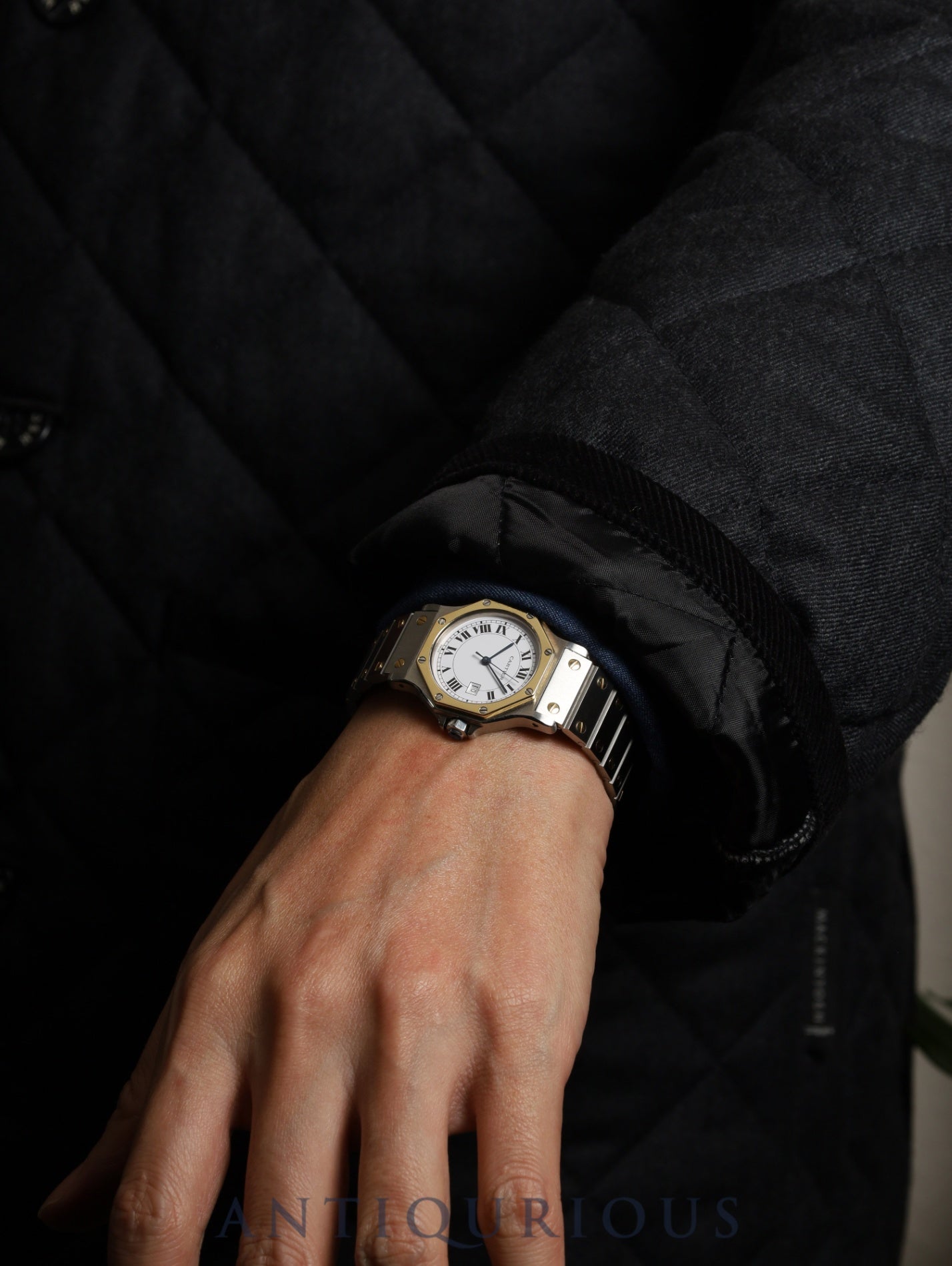 カルティエ サントス オクタゴン LM 2966 自動巻き Cal.077 SS/YG SS/YG ホワイトローマン文字盤 冊子 オーバーホール済み