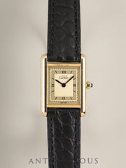 Cartier Must Tank SM 3 66001 Quartz SV925 Leather Genuine Pin Buckle (GP) Champagne Roman Dial (SWISS MADE marking) Complete service done at Cartier boutique