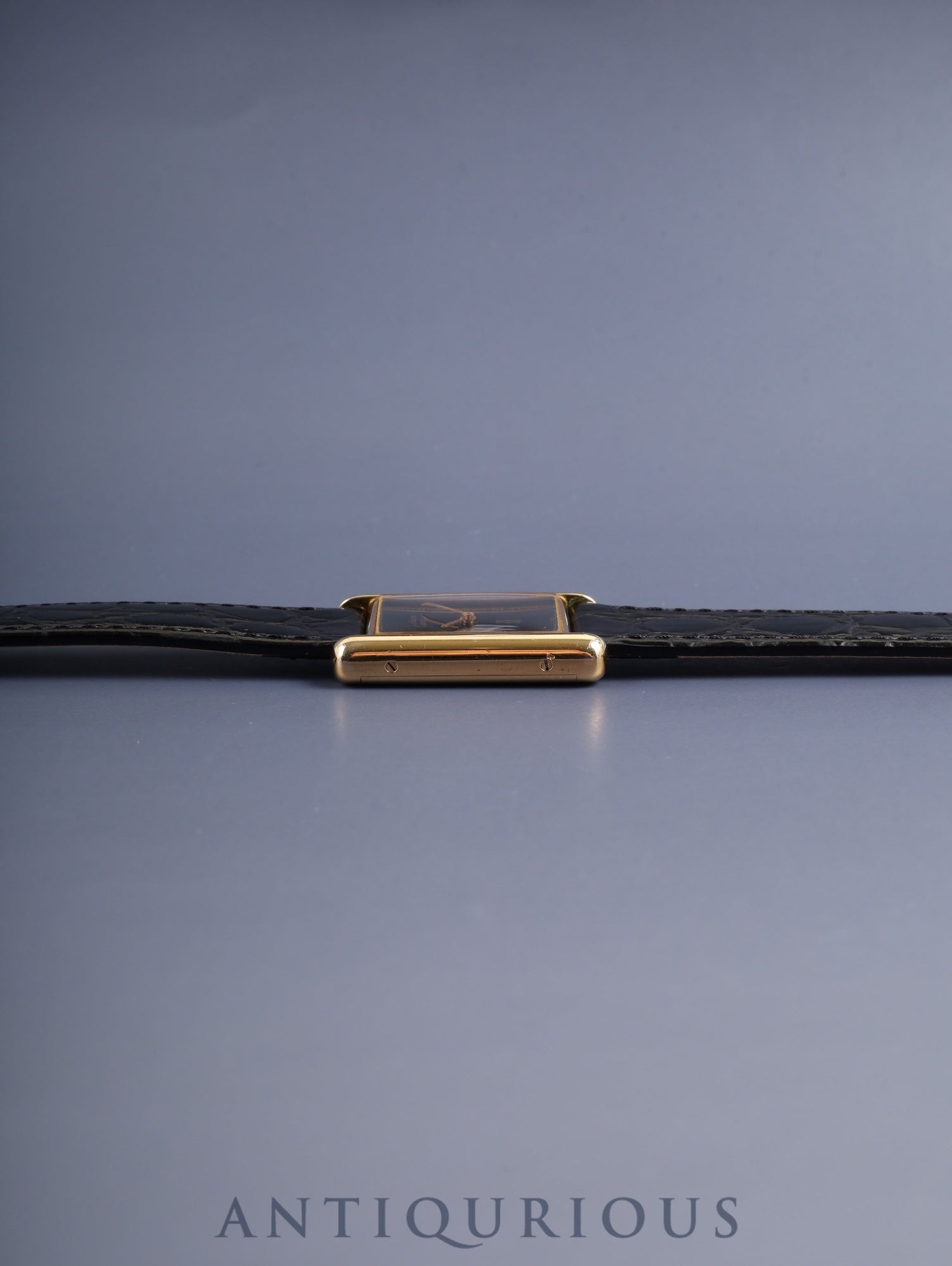 カルティエ マストタンク LM 6 手巻き Cal.78-1 SV925 革 純正ピンバックル（GP）オニキス文字盤（SWISS表記） オーバーホール済み