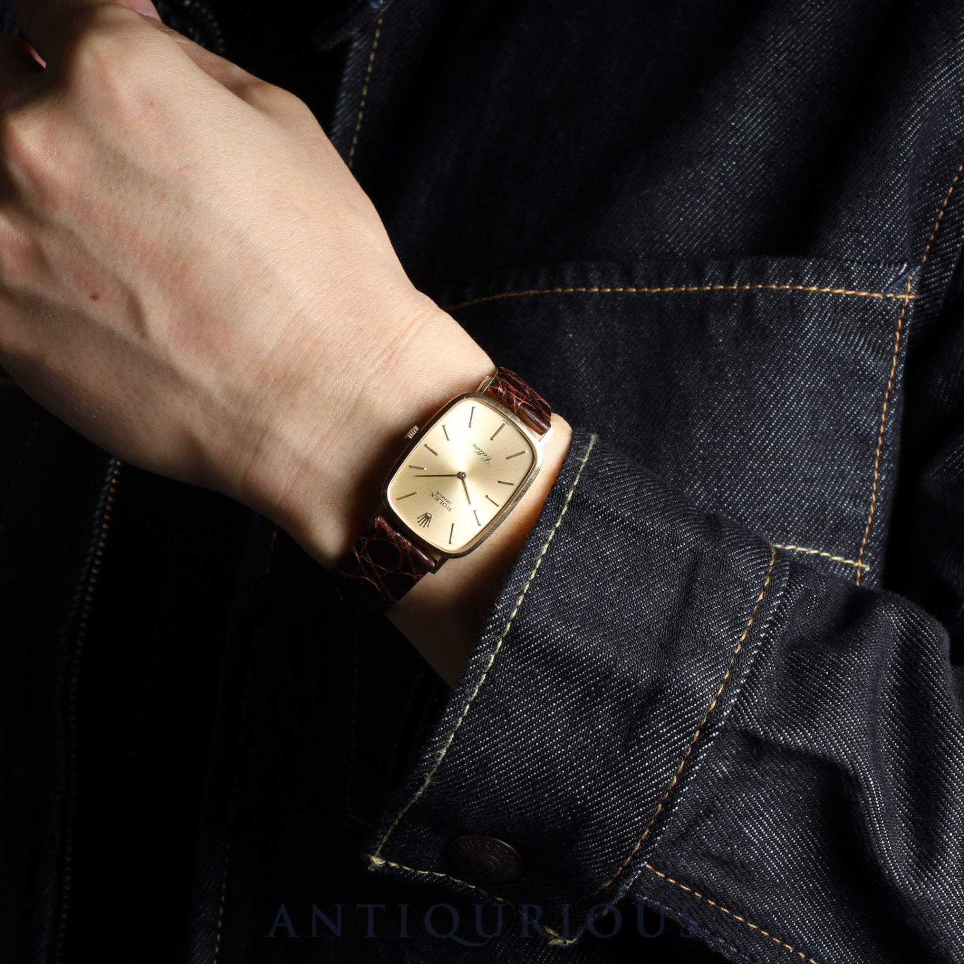 ロレックス チェリーニ 4113 手巻き Cal.1600 750 革 純正尾錠（GP