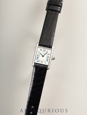 カルティエ マストタンク SM W1001543 / 6057002 クォーツ Cal.057 SV925 革 純正ピンバックル（SS）ホワイトローマン文字盤 （SWISS表記） オーバーホール済み