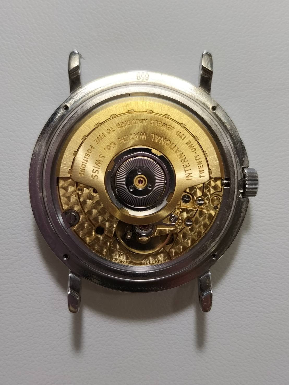 IWC ポートフィノ IW351320 自動巻き SS 革 純正ピンバックル（SS）ホワイト文字盤（風防スレ傷） 保証書（2003年）オーバーホール済み アイダブリュシー