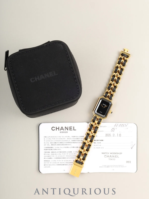 Chanel Premiere M H0001 Quartz Cal.976.001 GP GP/Leather Black Dial Case Service Warranty (February 2026) Overhauled