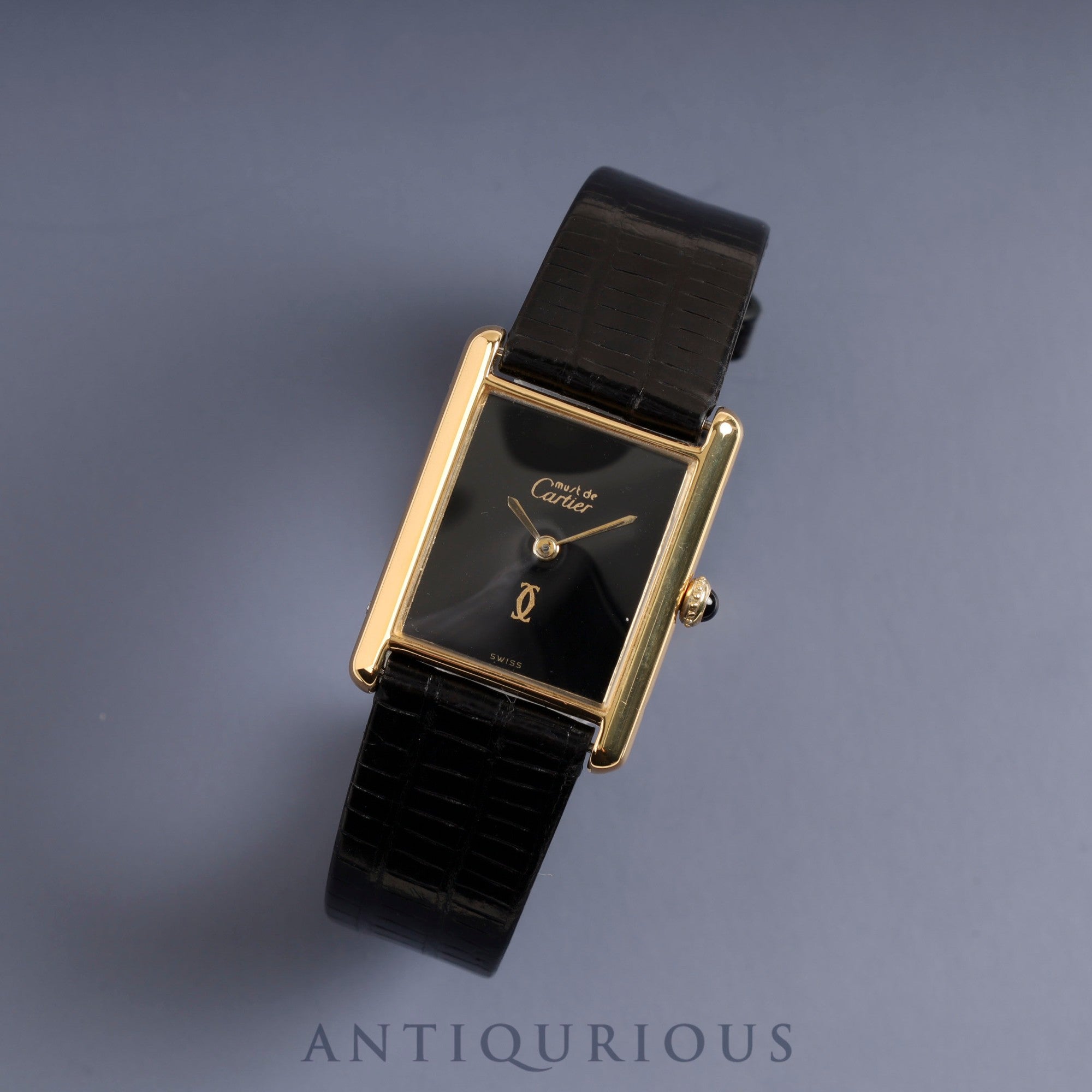 Cartier Must Tank LM Manual Winding No Index Onyx Dial