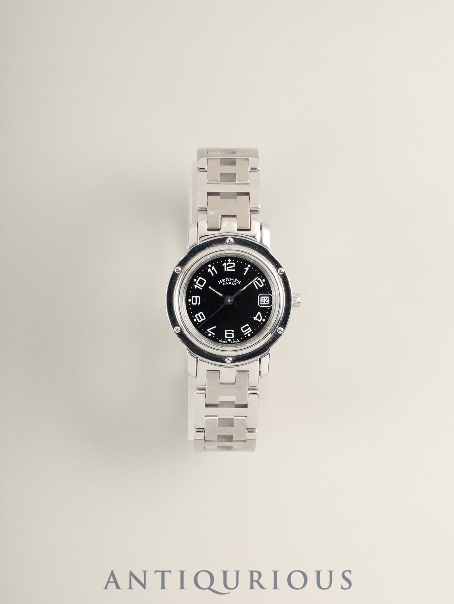 エルメス クリッパー CL4.210 クォーツ SS SS グレー文字盤 オーバーホール済み