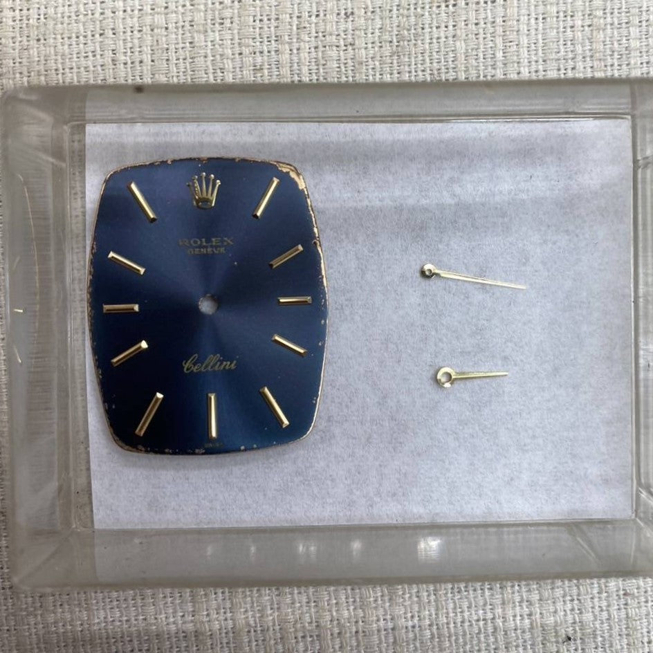 ROLEX CELLINI 3807 Manual winding Cal.1600 YG Leather Genuine buckle (GP) Blue dial No. 27 (1969) Overhauled