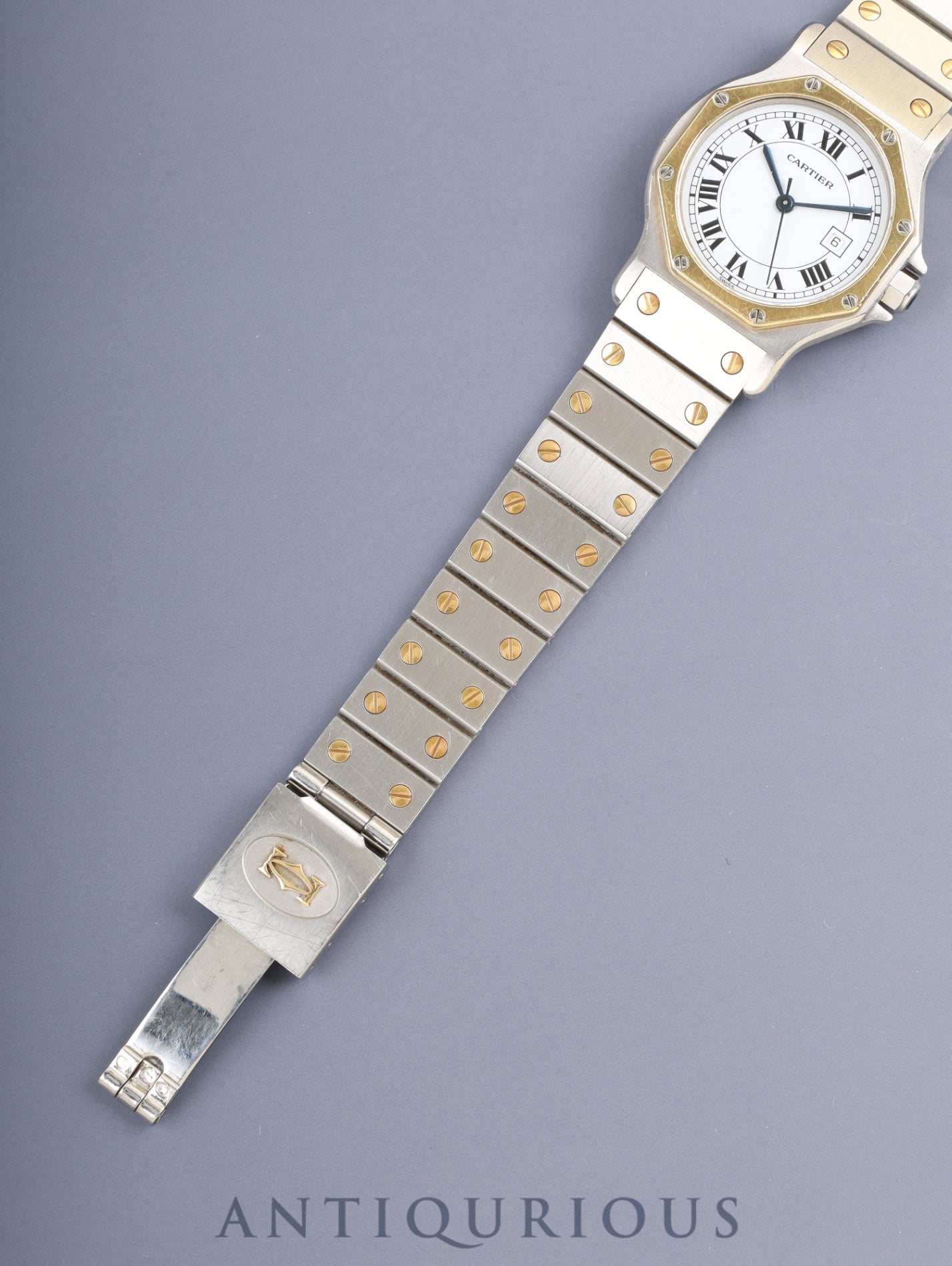 カルティエ サントス オクタゴン LM 2966 自動巻き Cal.ETA2671 SS/YG SS/YG ホワイトローマン文字盤（SWISS表記） 箱 冊子 保証書（1986年）タグ オーバーホール済み