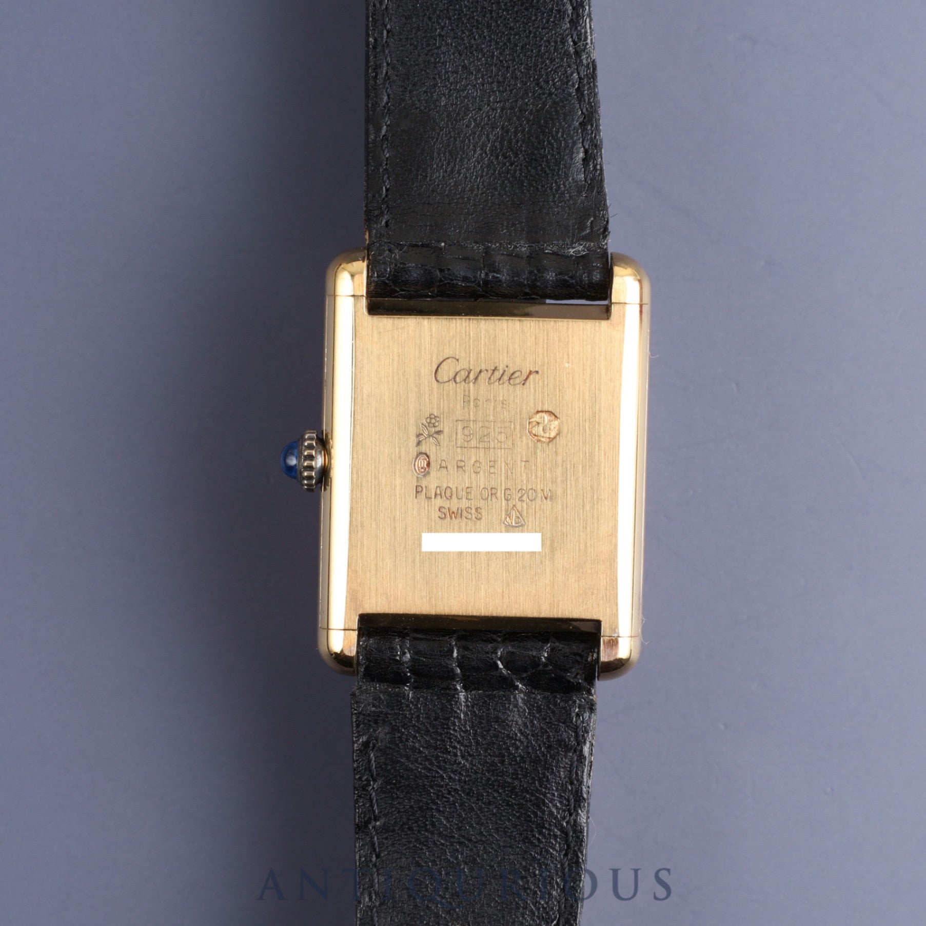 Cartier Must Tank LM Manual winding Cal.78-1 SV925 Genuine leather strap Genuine buckle (GP) Black Roman dial Box Overhauled