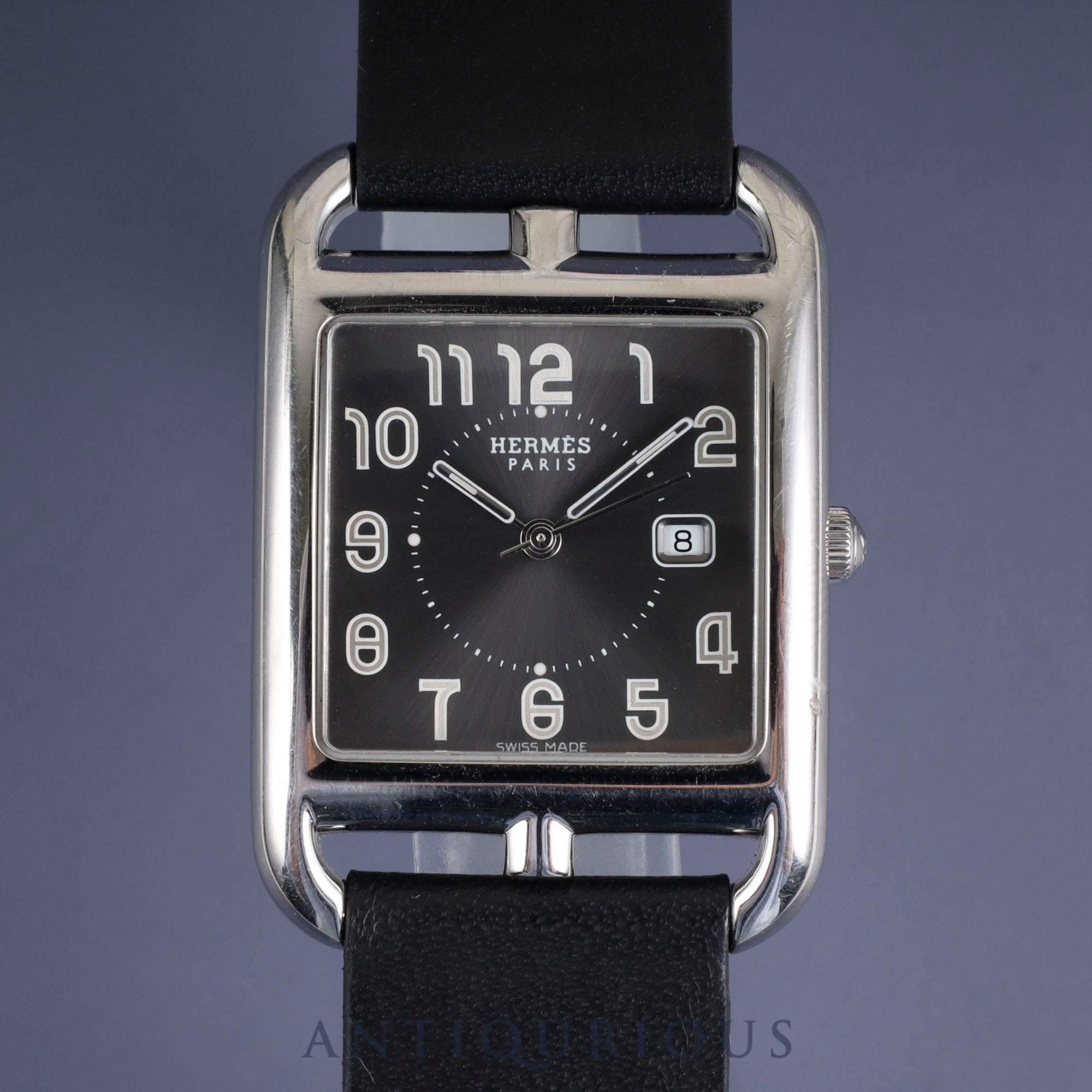 Hermes Cape Cod CC2.710 Quartz SS Leather Genuine Buckle (SS) Grey Dial Overhauled