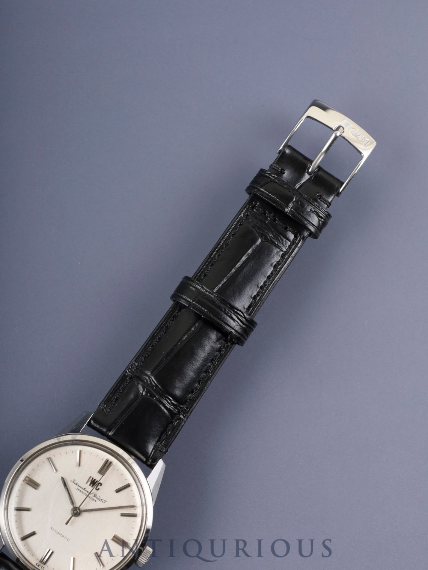 IWC Old Inter Automatic Caliber C.854B Stainless Steel Watch with Leather Strap, Aftermarket Buckle (SS), Silver Dial, Overhauled