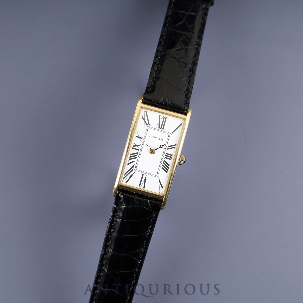 Tiffany Classic Curved Tank Quartz Cal. 7978.002 18K Leather Strap with Genuine GP Buckle, White Dial, Overhauled