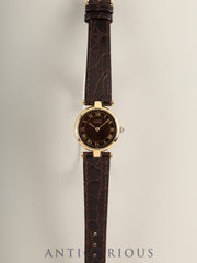 Cartier Must Vendome VLC SM 18 Quartz Cal. 81 SV925 Leather Genuine Pin Buckle (GP) Mahogany Dial (SWISS marking) Box, Booklets, Overhauled