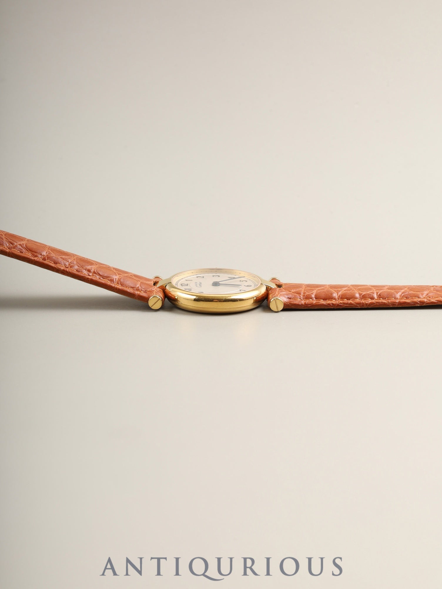 Cartier Must Vendôme VLC SM W1002154 / 590004 Quartz Caliber 690 SV925 Leather Strap with Genuine D-buckle (GP) Arabic Dial Box Overhauled