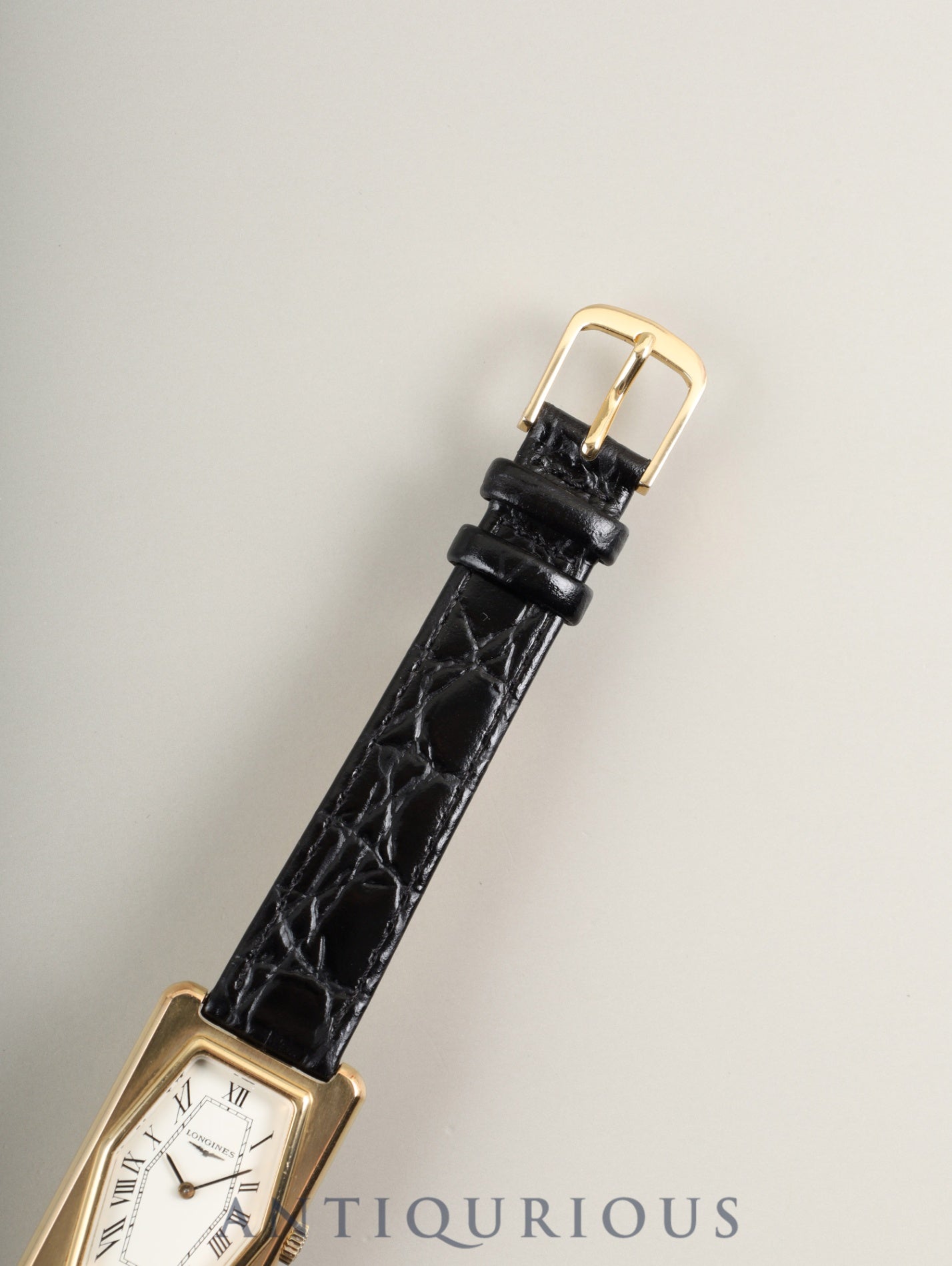 ロンジン レクタンギュラー クォーツ Cal.5602 SS/GP 革 社外尾錠（GP）ホワイト文字盤 オーバーホール済み