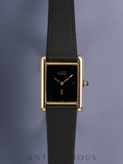 カルティエ マストタンク LM 手巻き Cal.78-1 SV925 革 純正ピンバックル（GP）オニキス文字盤（SWISS表記）オーバーホール済み