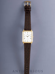 Omega De Ville 195.0050 Rectangular Quartz GP/SS Leather with Original Pin Buckle (GP) White Roman Dial Box Tags Original Leather Strap Overhauled