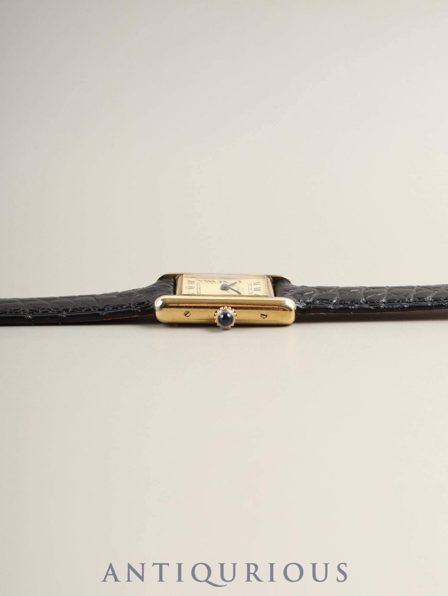 Cartier Must Tank SM Manual Winding Caliber 78-1 SV925 Leather Strap with Genuine GP Buckle Ivory Dial (SWISS Marking) Circa 1976-1981 Overhauled