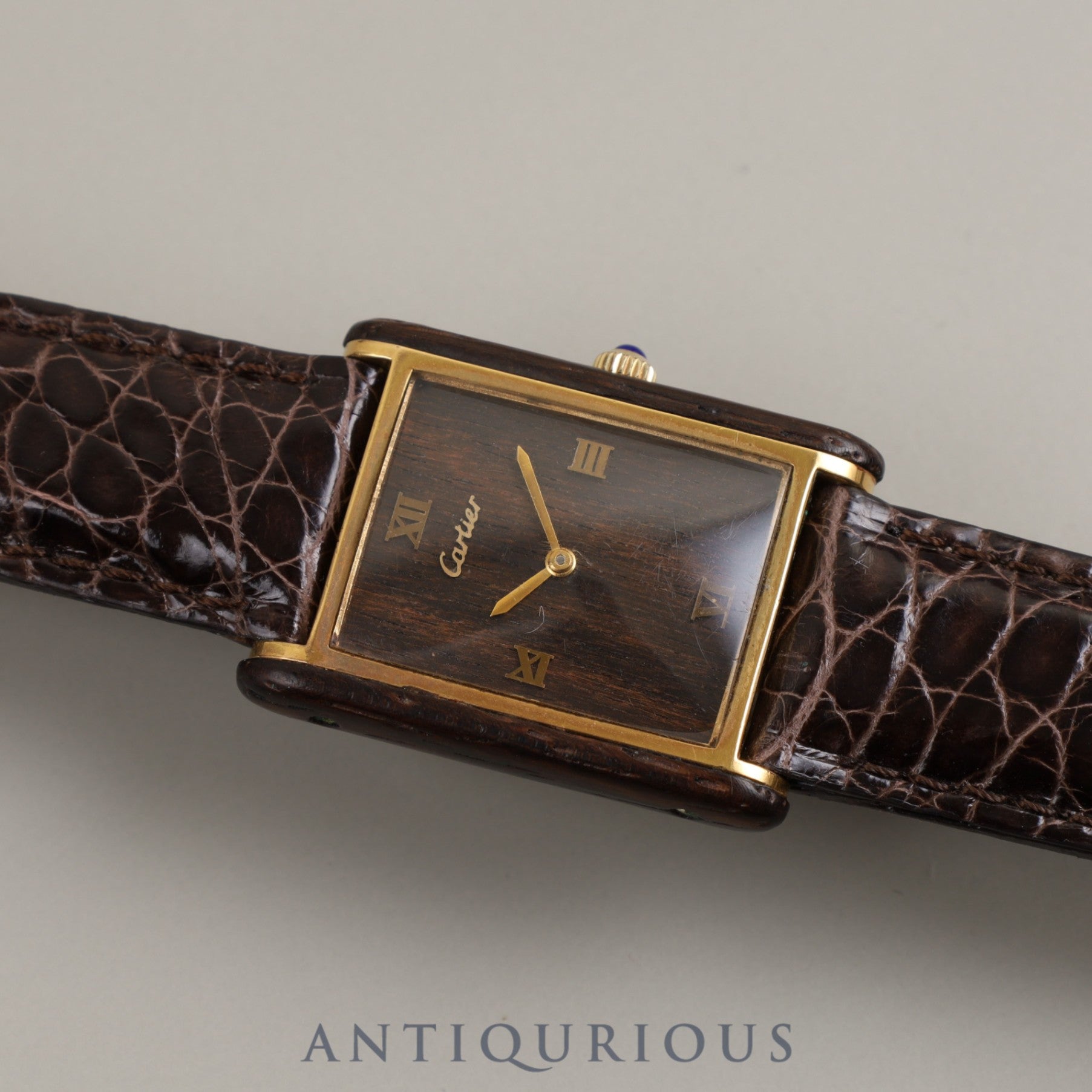 CARTIER ORGANIC TANK WOOD 21611 Manual winding Cal.78-1 GP Leather Wood dial Made between 1975 and 1976 Limited to 3,000 pieces at Cartier boutiques