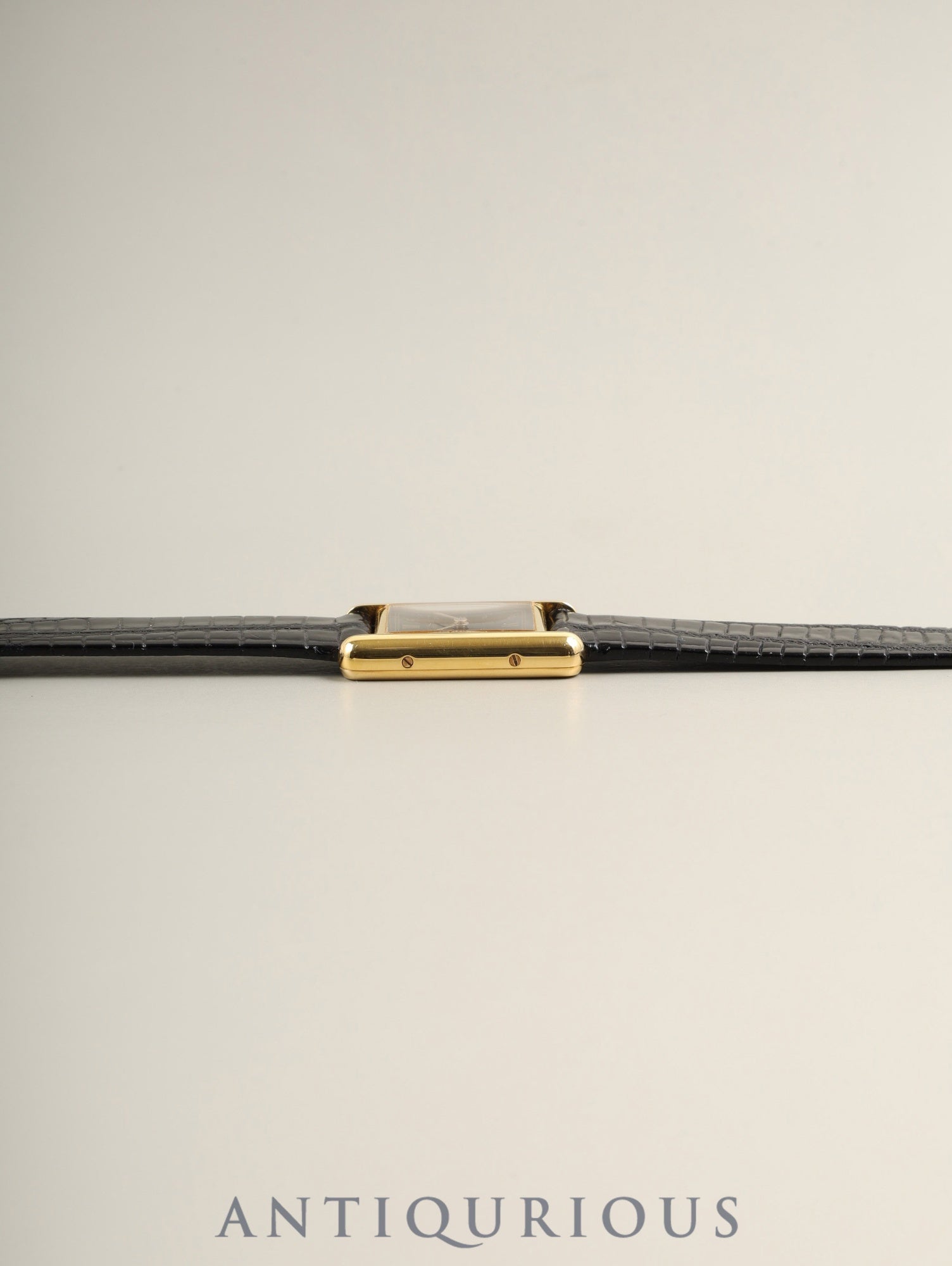 Cartier Must Tank SM 557051 Quartz Cal.057 SV925 Leather Genuine Pin Buckle (GP) Black Roman Dial (SWISS marking) Overhauled Polished