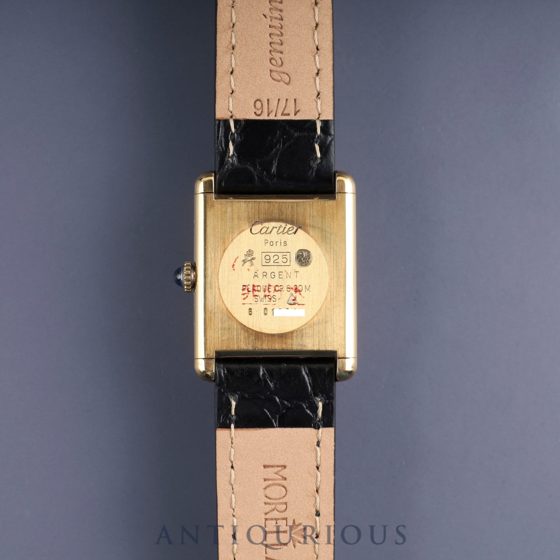 カルティエ マストタンク LM 手巻き SV925 革 純正尾錠（GP） アイボリーローマン文字盤 オーバーホール済み
