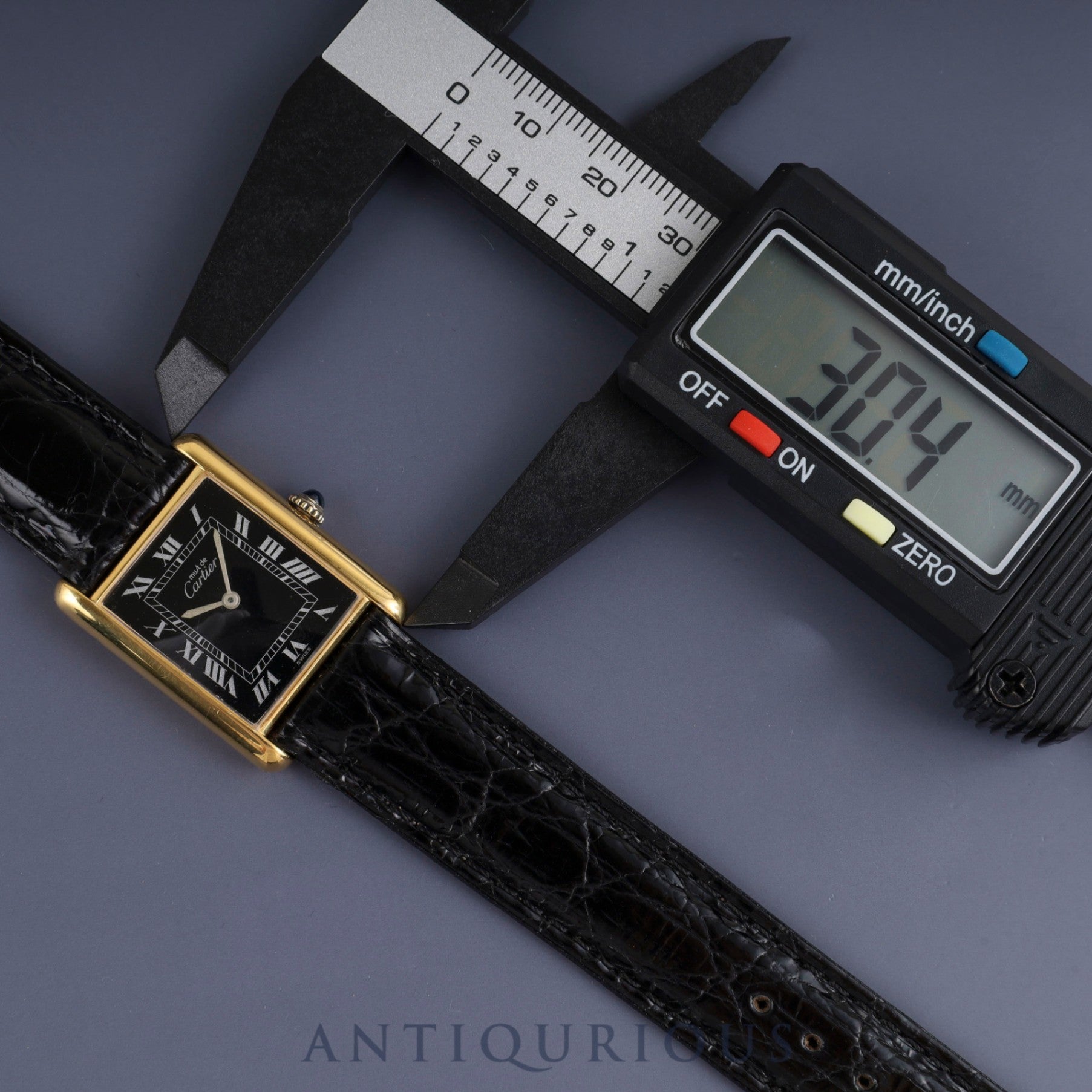 カルティエ マストタンク LM 手巻き Cal.78-1 SV925 革 純正尾錠（GP） ブラックローマン文字盤 オーバーホール済み 新品仕上げ済み