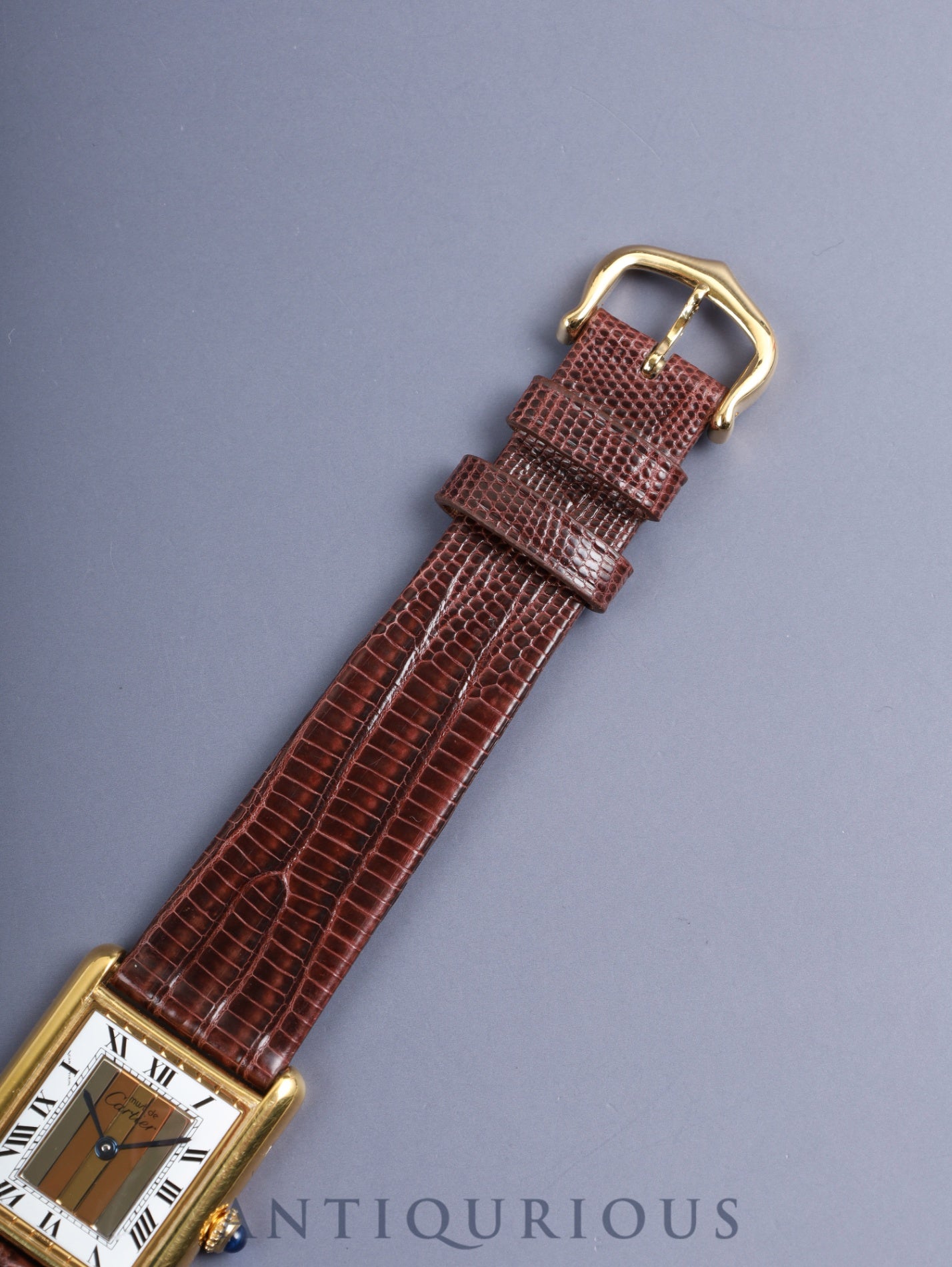 カルティエ マストタンク LM 590005 クォーツ Cal.90 SV925 革 純正尾錠（GP） フロントトリニティ文字盤（SWISS表記） オーバーホール済み 新品仕上げ済み