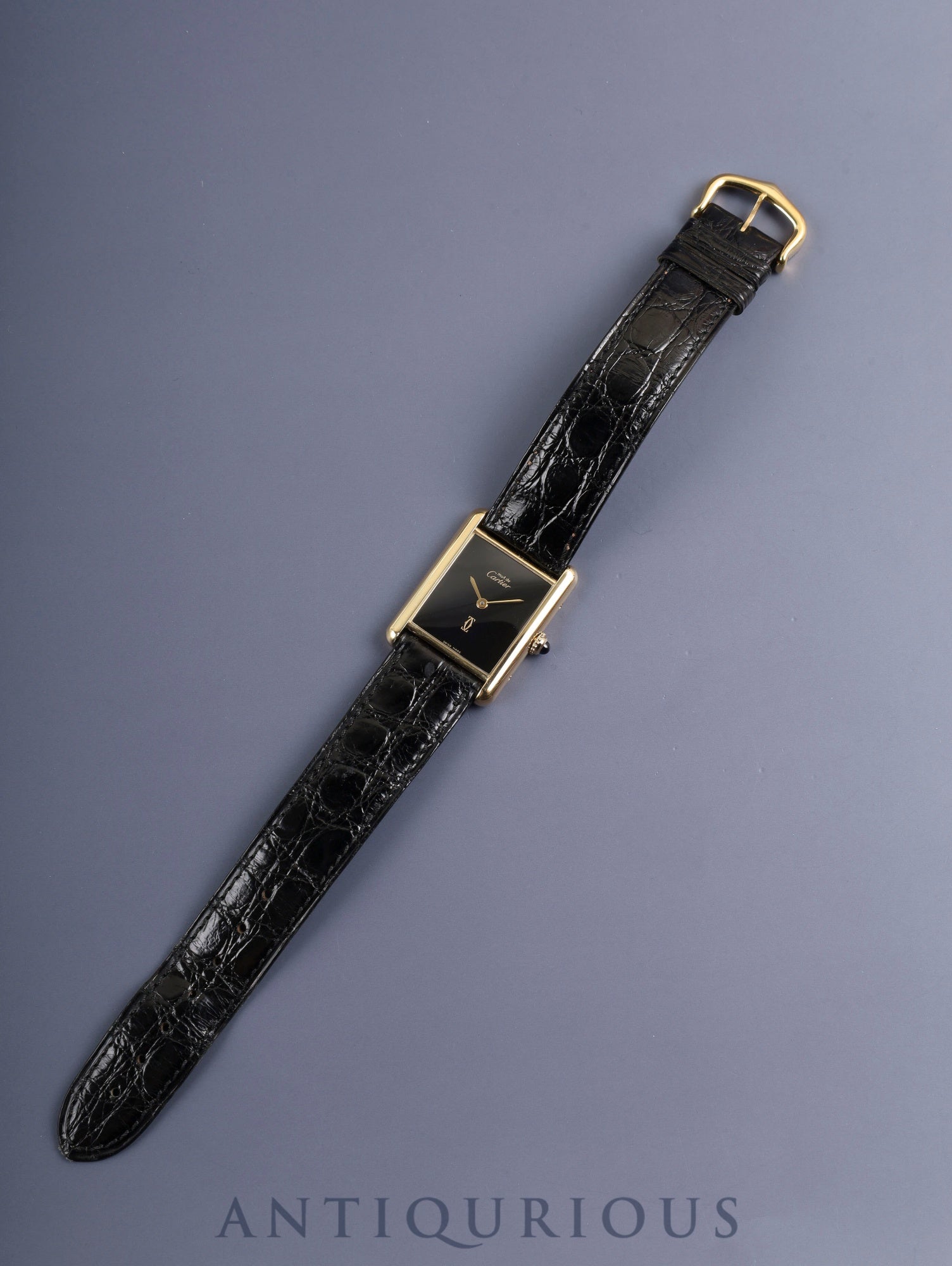 カルティエ マストタンク LM 6 81006 クォーツ SV925 純正革ベルト 純正ピンバックル（GP）オニキス文字盤（SWISS MADE表記） 箱 タグ 冊子 保証書（1986年）カルティエブティックにてコンプリートサービス（フルメンテナンス）済み