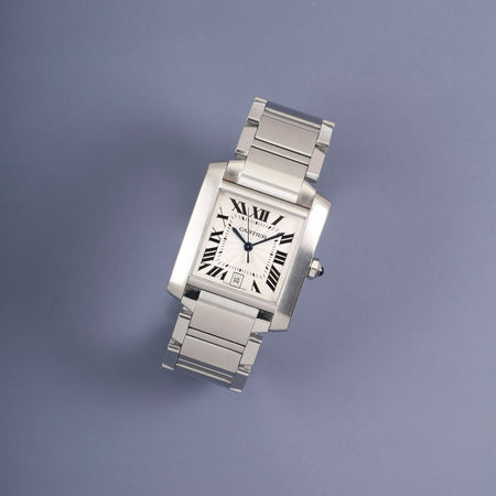 カルティエ タンクフランセーズ LM W51002Q3 / 2302 自動巻き SS SS シルバーギョーシェ文字盤 箱 冊子 保証書（2001年） オーバーホール済み