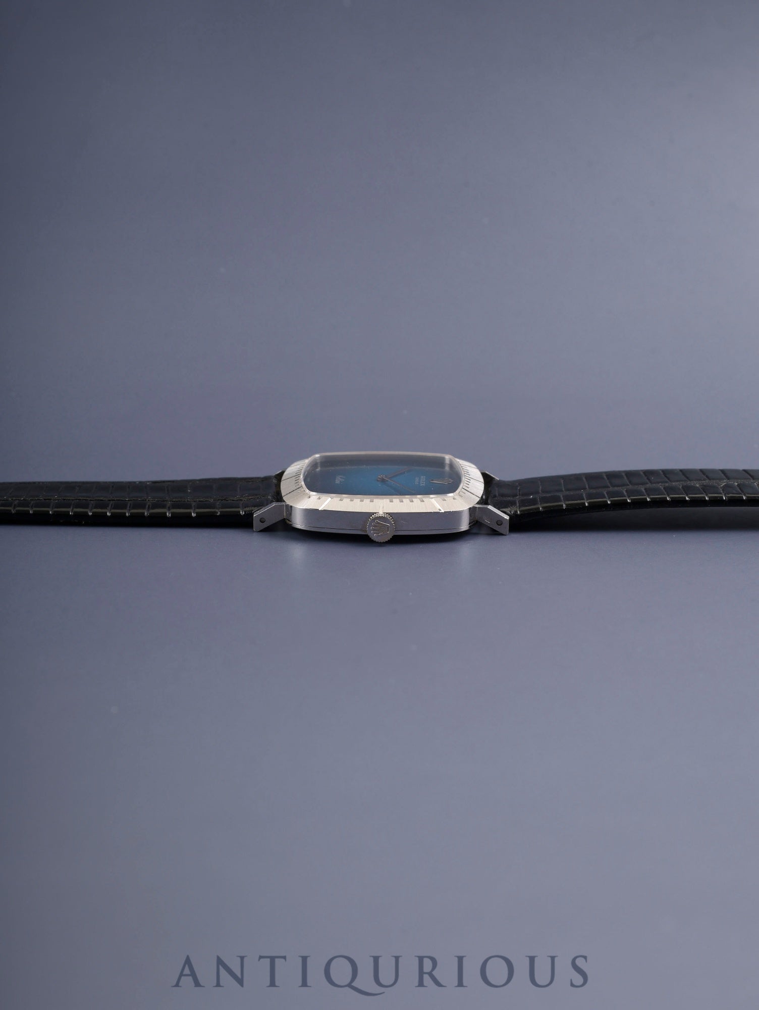 ロレックス チェリーニ 4084 手巻き Cal.1600 革 750WG 純正ピンバックル（SS）ネイビー文字盤 41番台（1974年）オーバーホール済み