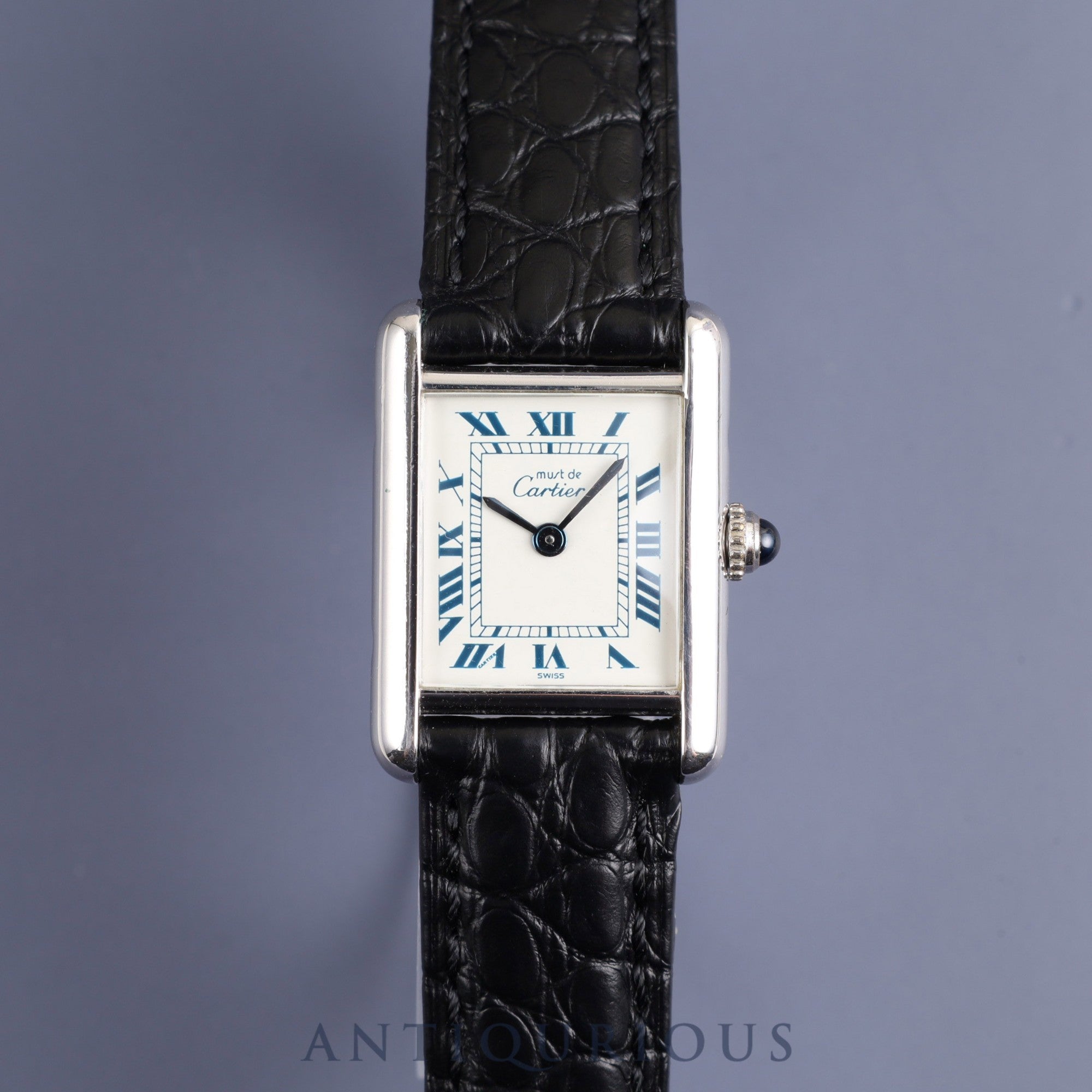 Cartier Must Tank SM 6057002 Quartz Cal.057 SV925 Leather Genuine Buckle (SS) White Roman Dial Overhauled