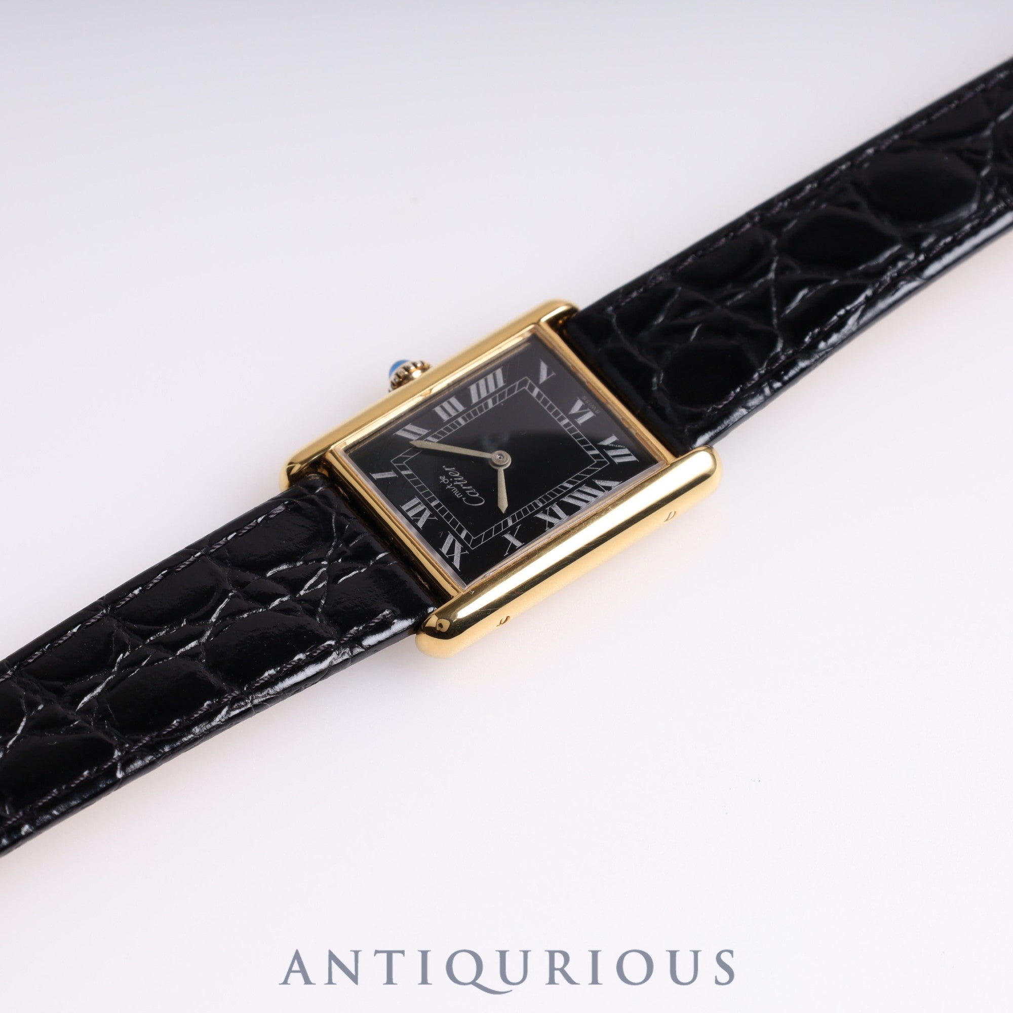 Cartier Must Tank LM Manual Winding Black Roman Dial