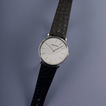 オーデマ・ピゲ エクストラフラット 4791BC.0.0002 手巻き Cal.2080 750WG 純正革ベルト 純正尾錠（750WG） シルバー文字盤 タグ オーバーホール済み