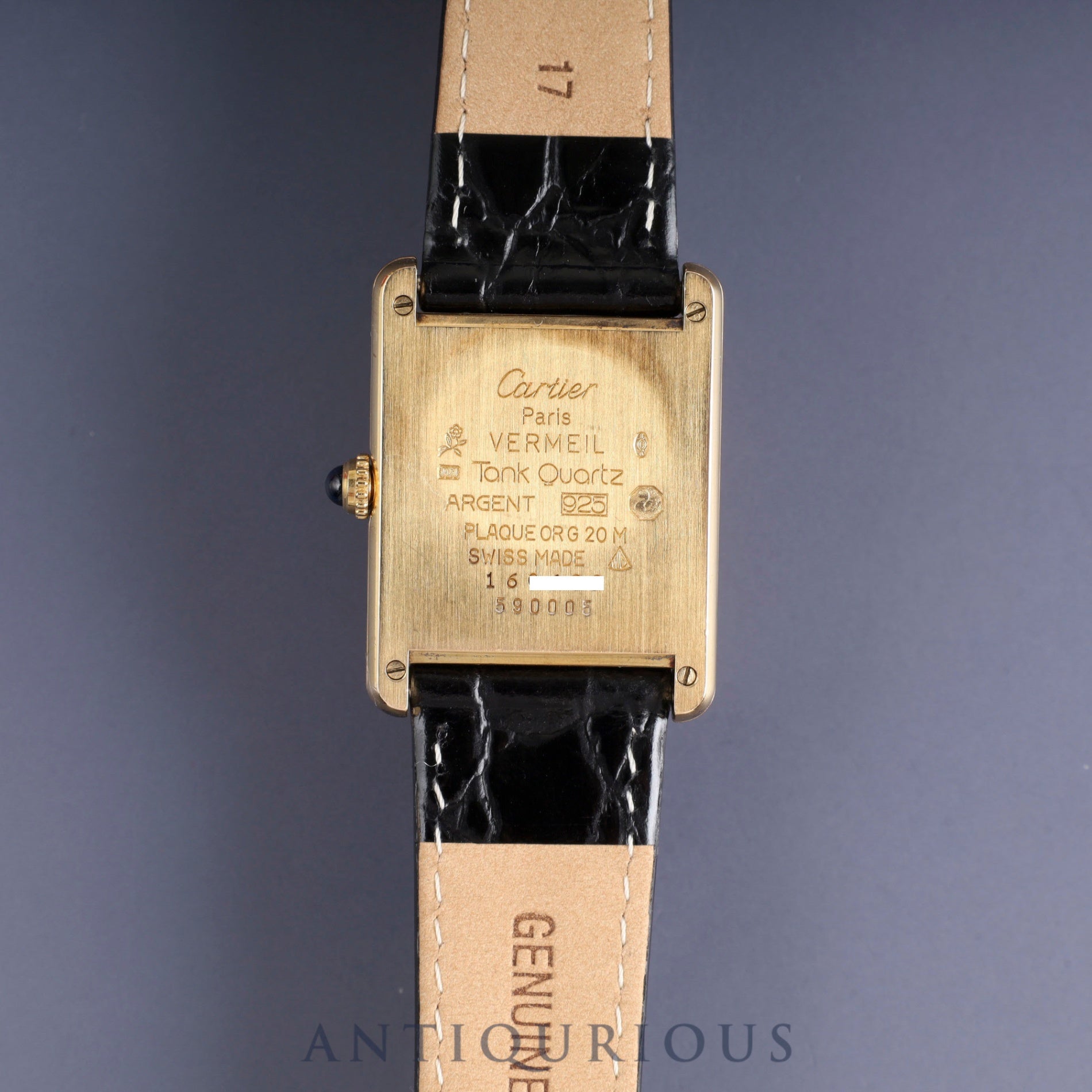 Cartier Must Tank LM 590005 Quartz Cal.90 SV925 Leather Genuine Buckle (GP) Opalan Dial Overhauled