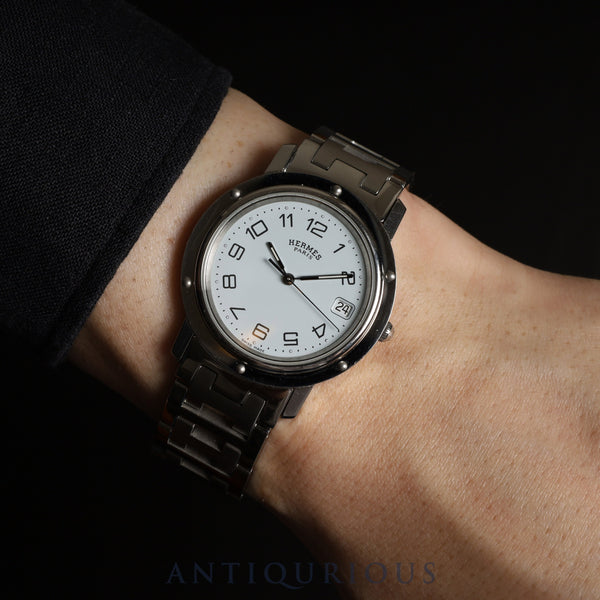 エルメス クリッパー CL6.710 クォーツ Cal.955.112 SS SS ホワイトアラビア文字盤 箱 保証書（2001年） オーバーホール済み