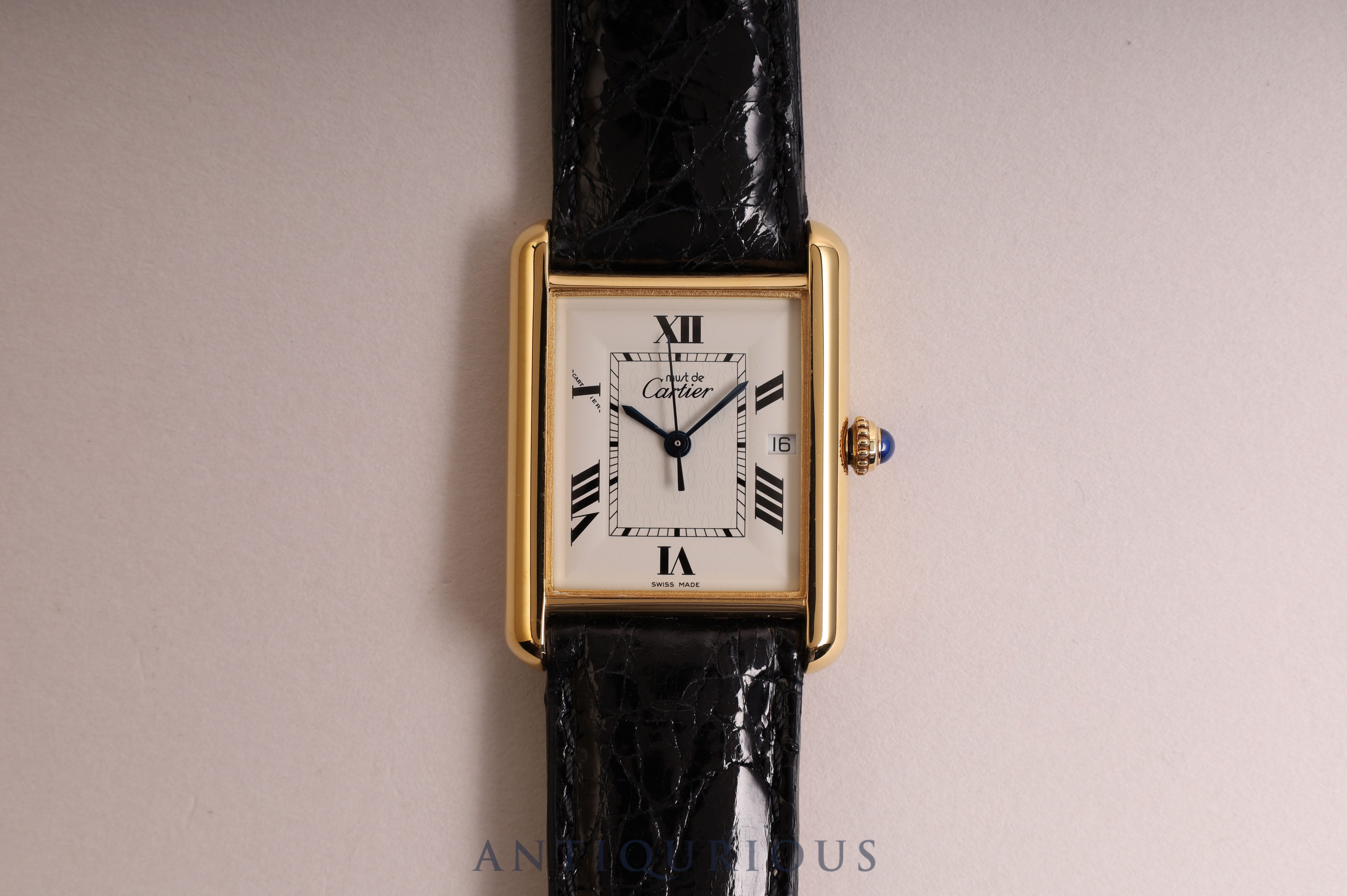 Cartier Must Tank XL Date QZ Flying Roman Dial D Buckle