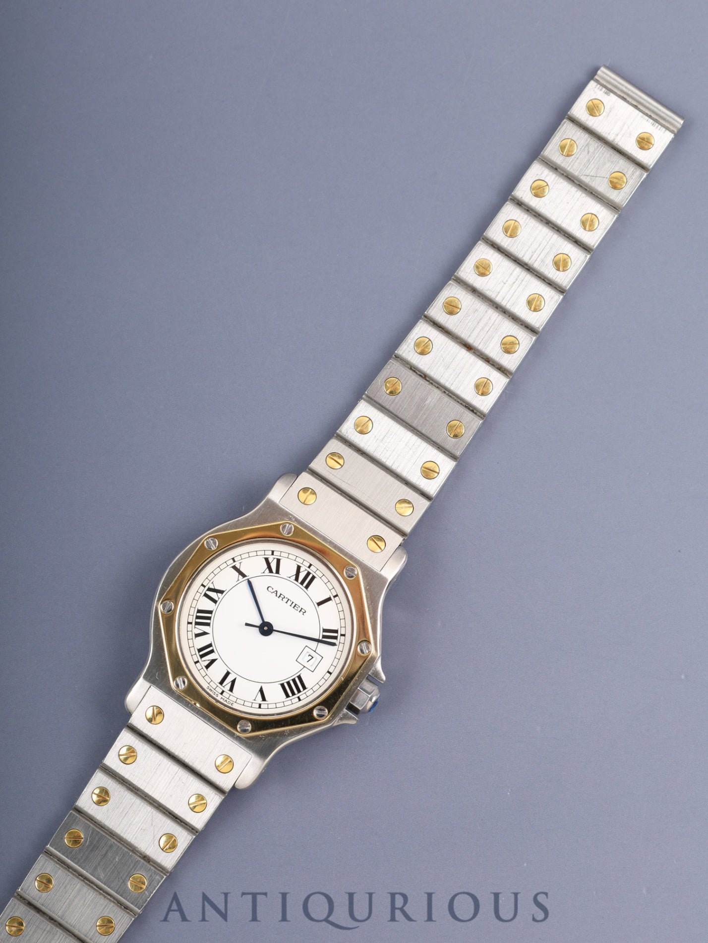 Cartier Santos Octagon LM 81037288 / 2966 Automatic SS/YG SS/YG White Roman Dial (SWISS MADE) Booklet International Lifetime Guarantee (1981) Complete Service (Full Maintenance) completed at Cartier Boutique on 2023/11/17