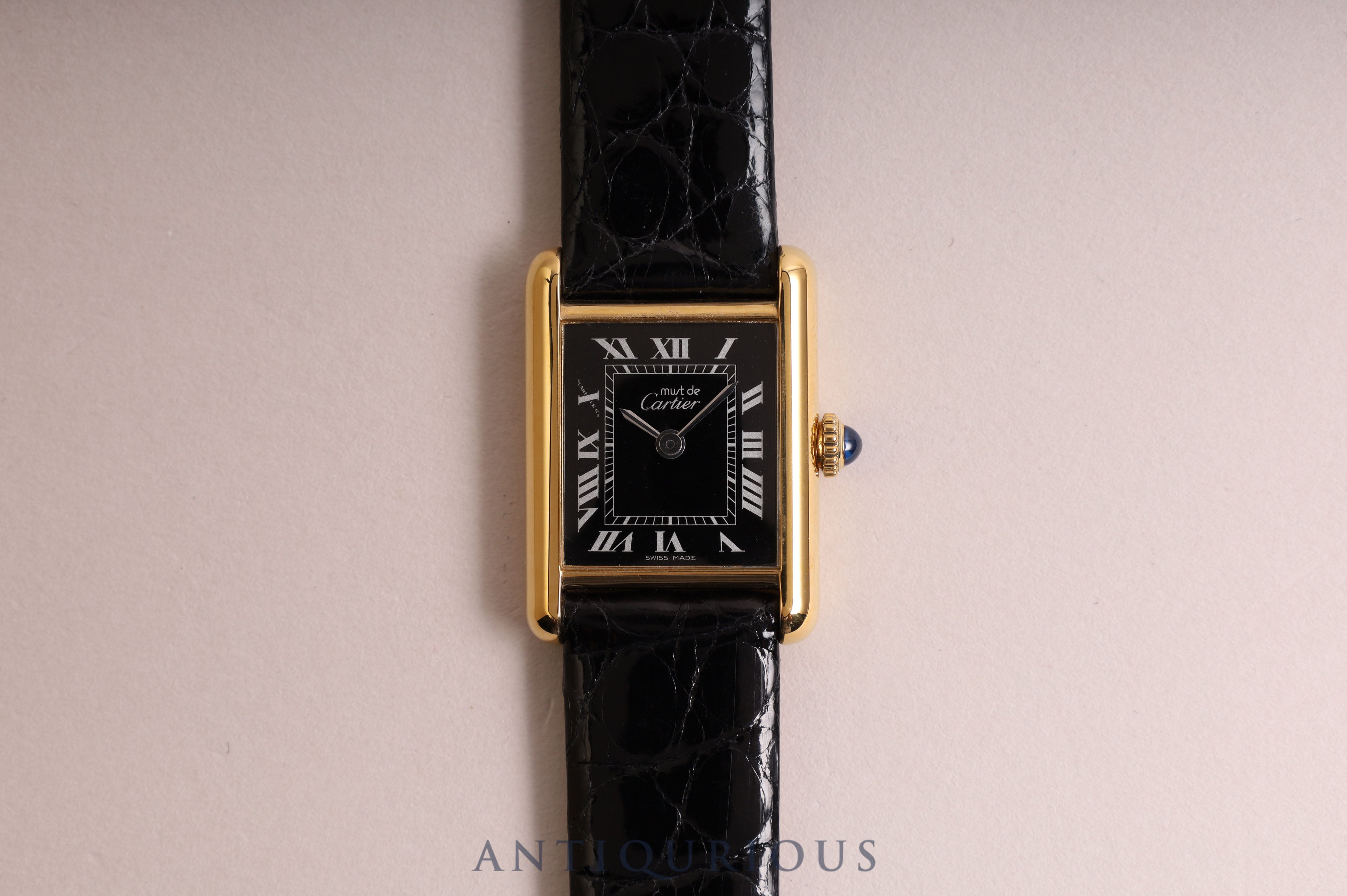 Cartier Must Tank SM Manual winding Black Roman dial Box included Complete service completed in May 2023