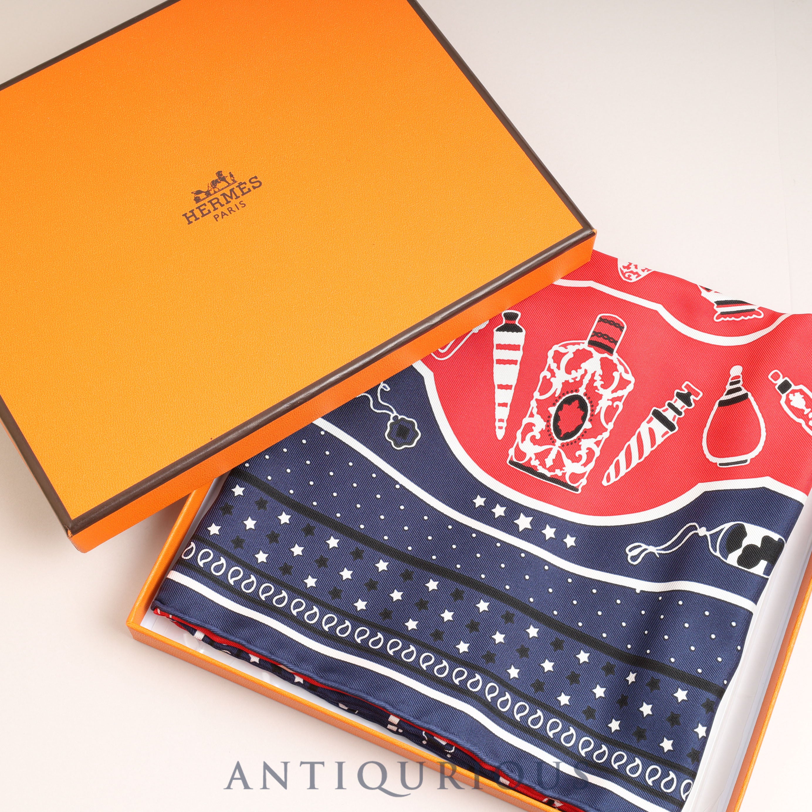 HERMES エルメス スカーフ CARRES55 カレ55 Les Flacons Bandana 香水瓶