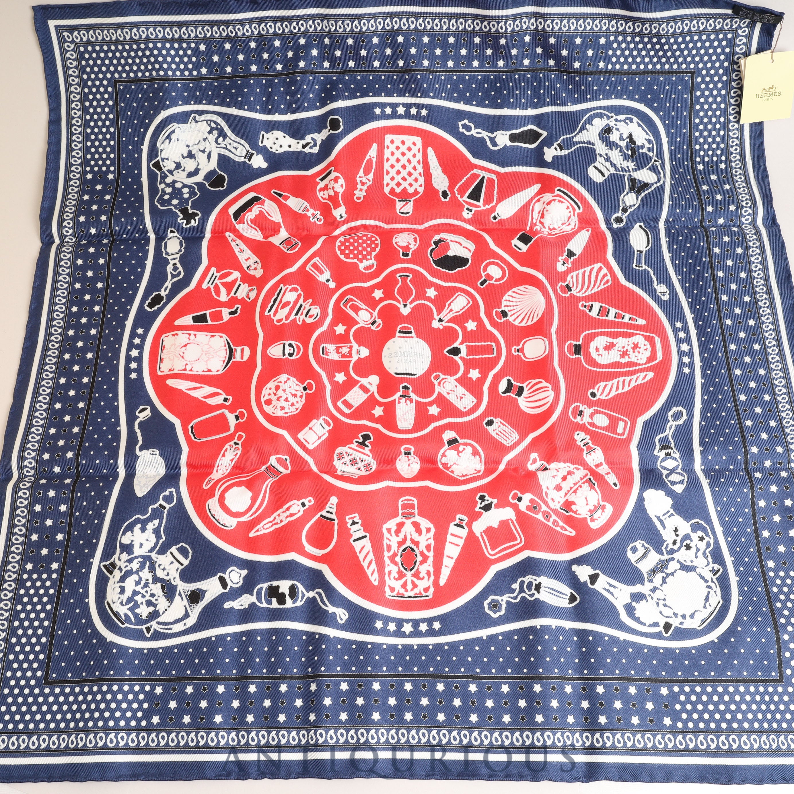 HERMES エルメス スカーフ CARRES55 カレ55 Les Flacons Bandana 香水瓶